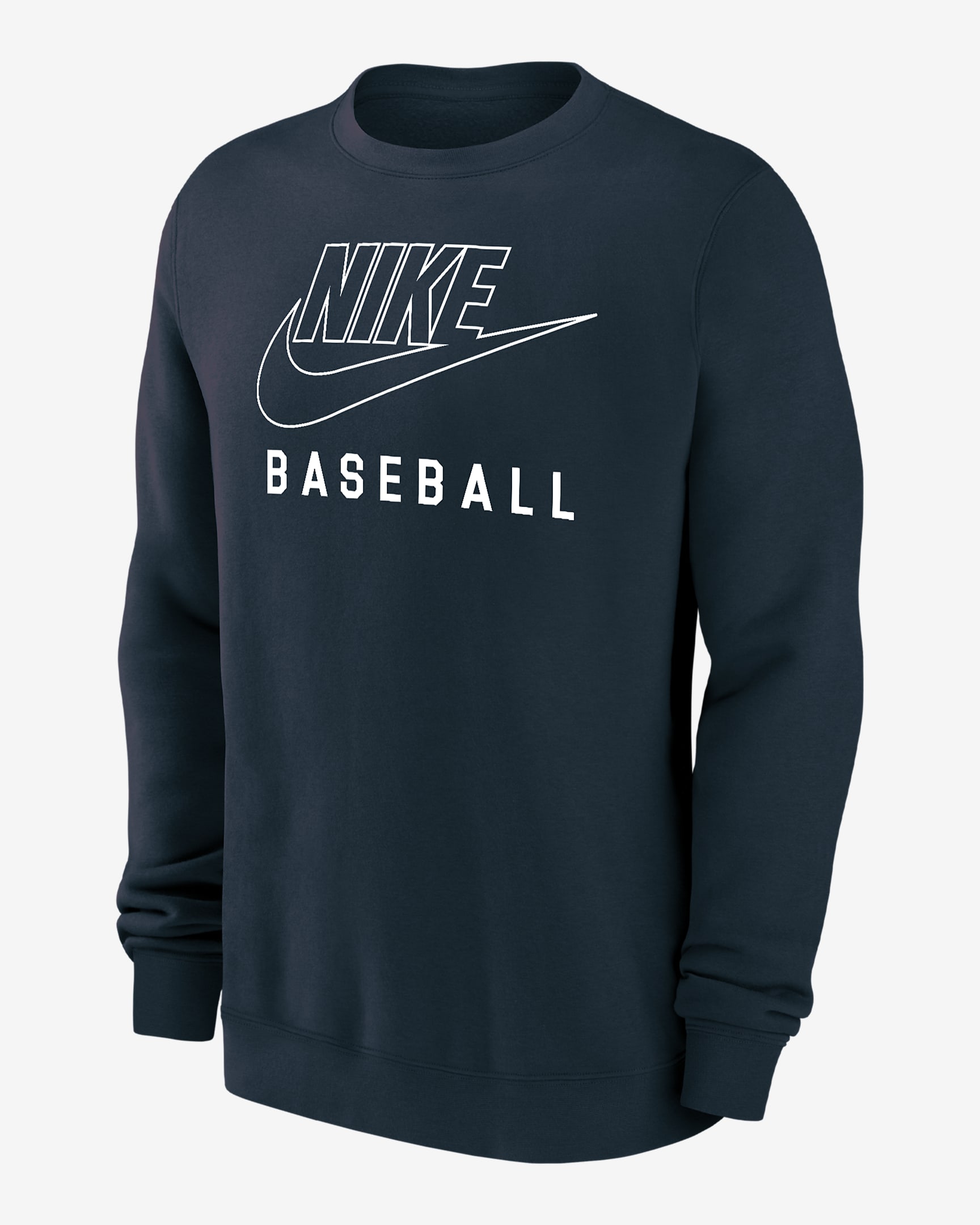 Nike Swoosh Club Fleece Men's Baseball Pullover Crew-Neck Sweatshirt - Thunder Blue