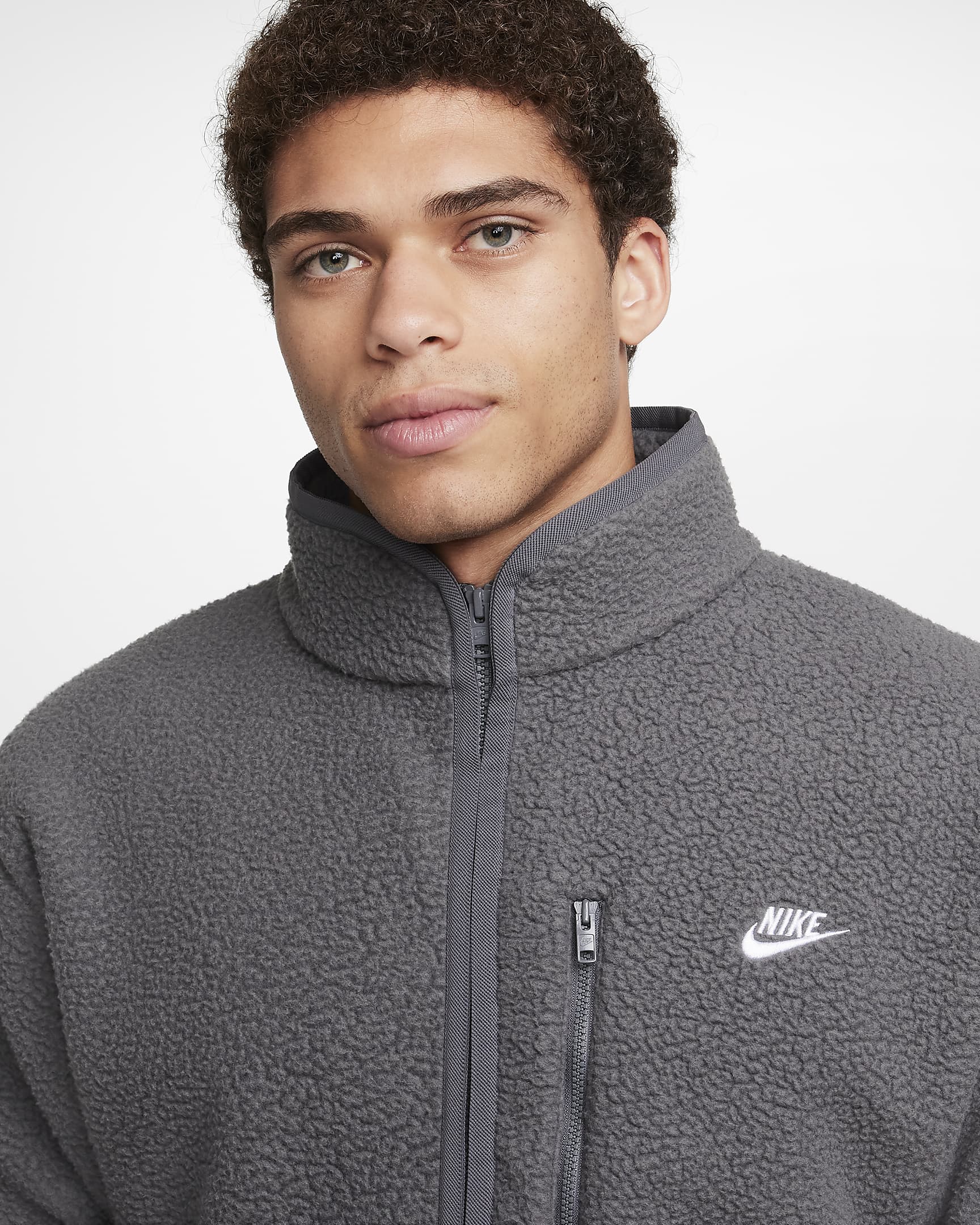 Nike Sportswear Club Men's Fleece Jacket - Iron Grey/White