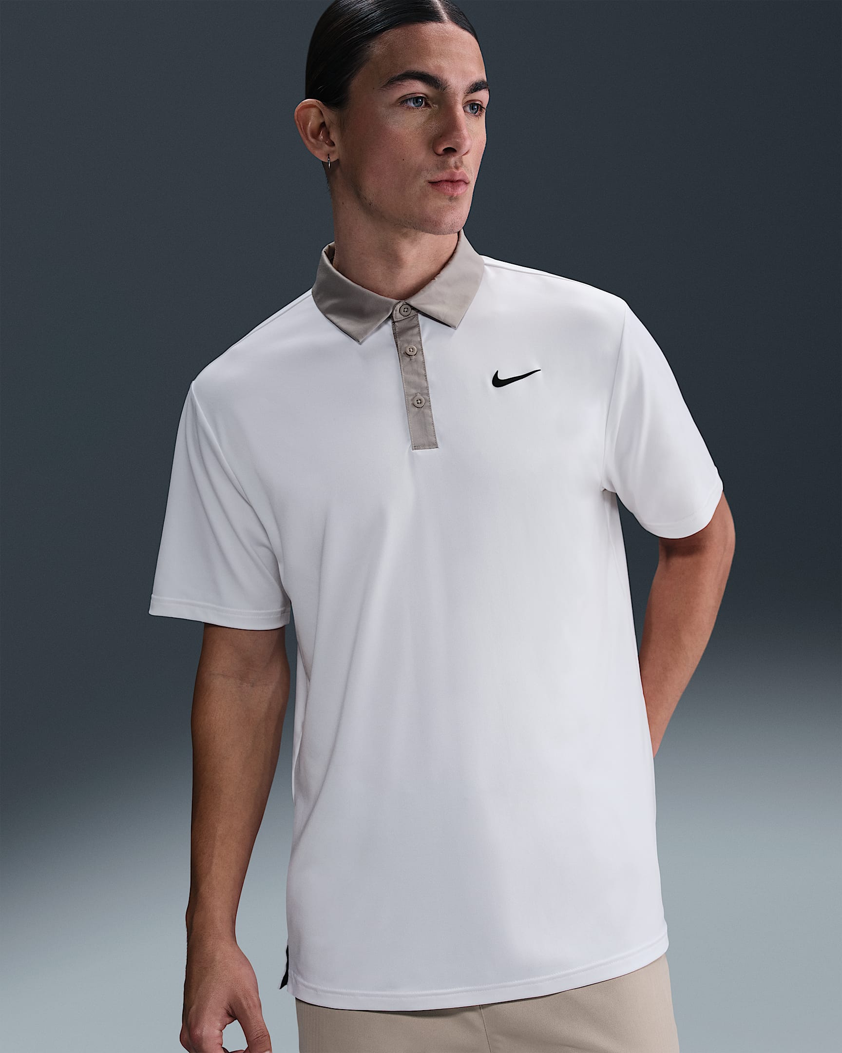 Męska koszulka polo do golfa Dri-FIT Nike Tour - Biel/College Grey/Czerń