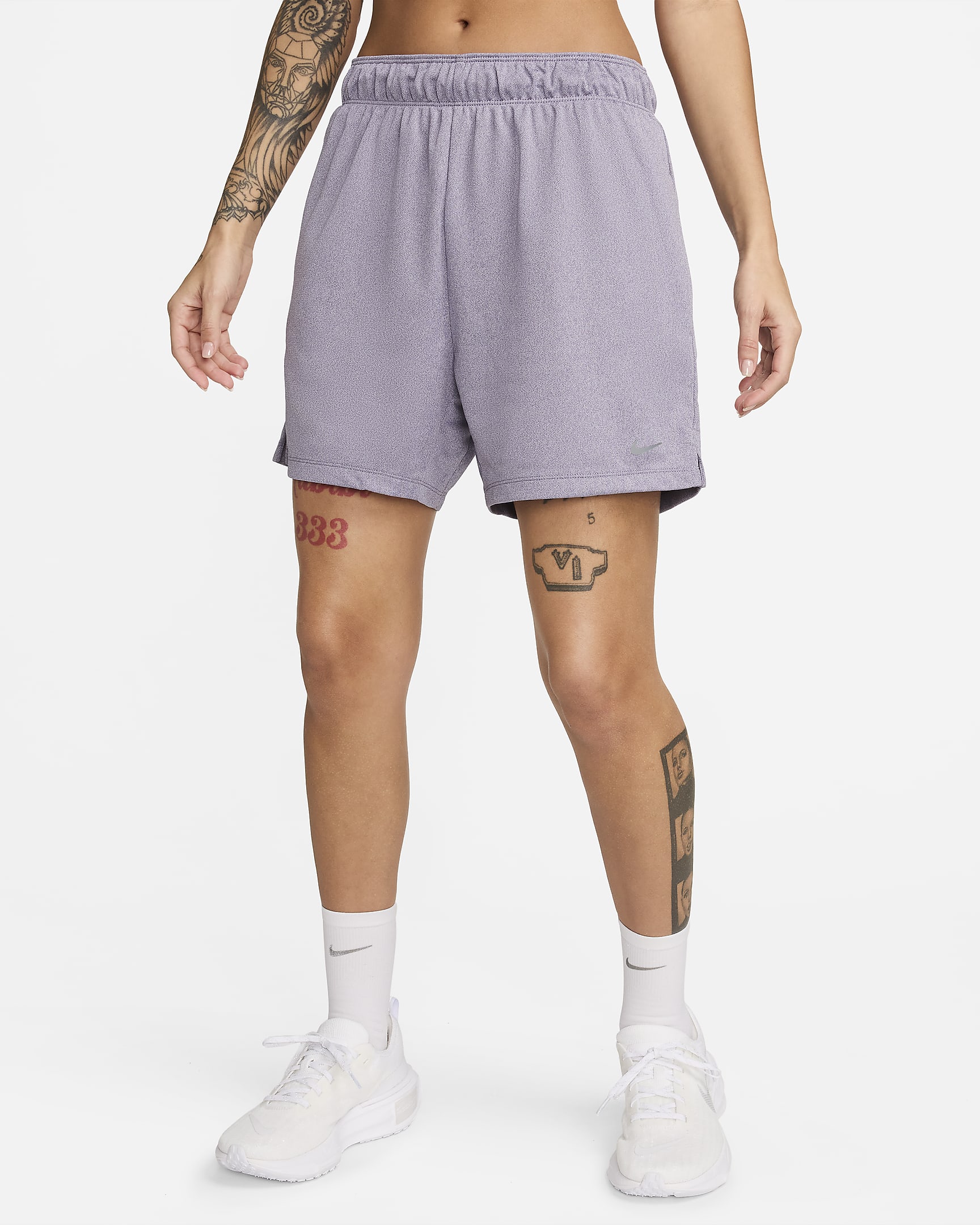 Nike Attack Women's Dri-FIT Fitness Mid-Rise 8cm (approx.) Unlined Shorts - Daybreak/Heather/Lilac Bloom