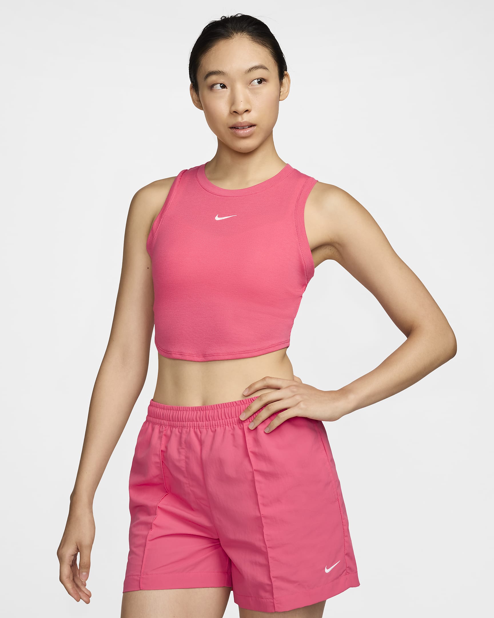 Nike Sportswear Essentials Women's Ribbed Cropped Tank - Aster Pink/Sail