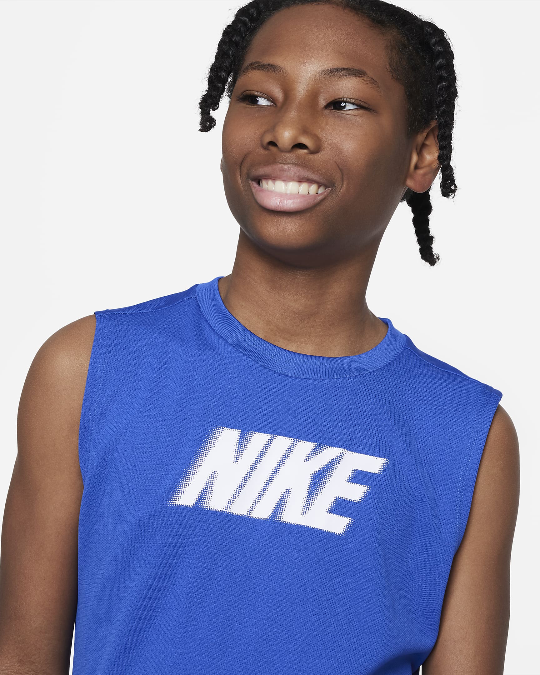 Nike Dri-FIT Multi+ Camiseta de entrenamiento sin mangas - Niño - Game Royal/Blanco