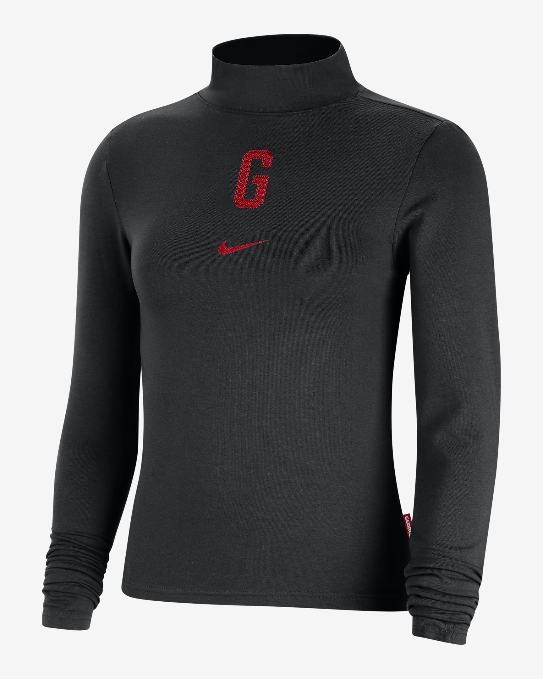 Georgia Essential Women's Nike College Long-Sleeve Mock Top - Black/University Red