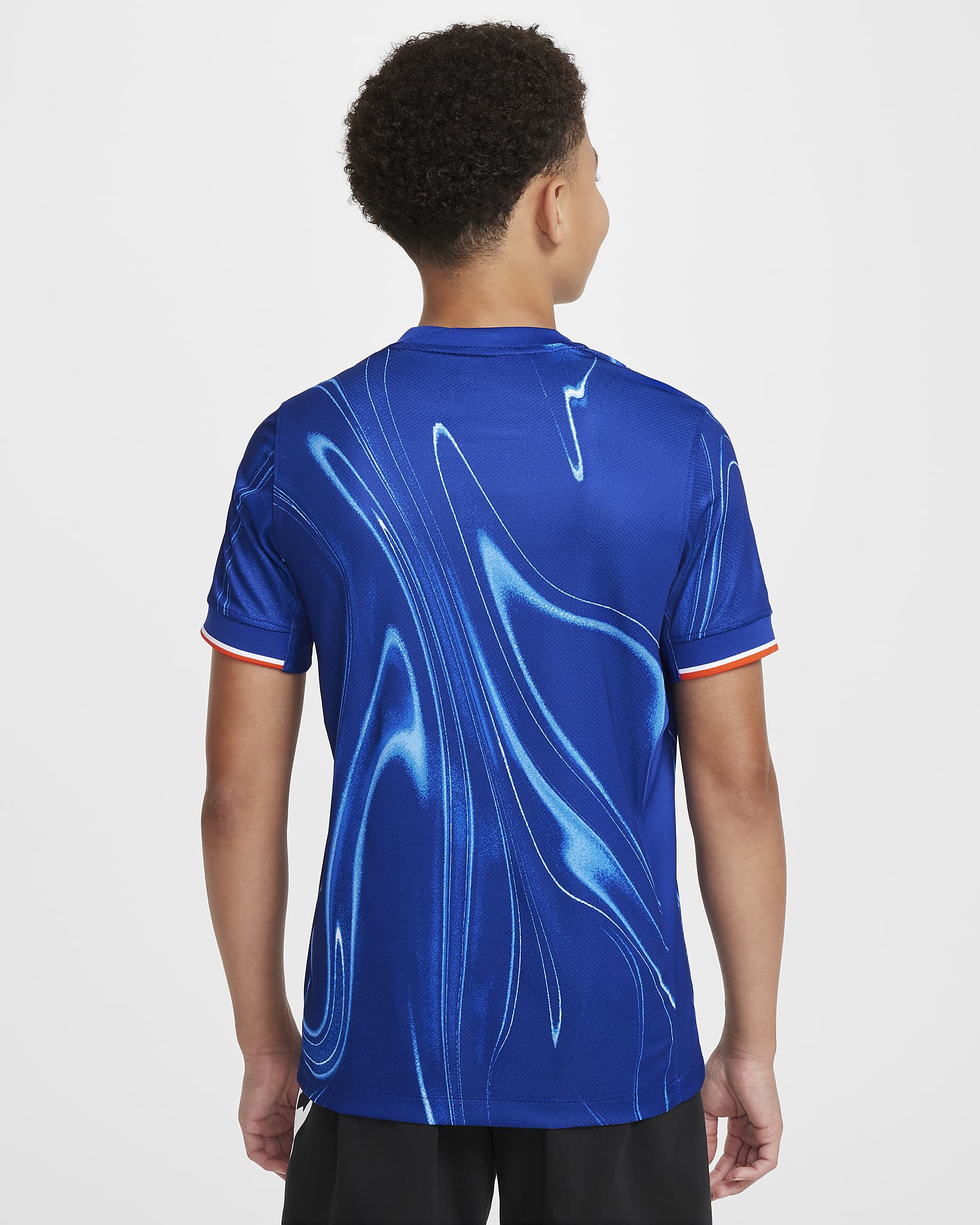 Maillot de foot replica Nike Dri-FIT Chelsea FC 2024/25 Stadium Domicile pour ado - Rush Blue/Team Orange/Blanc