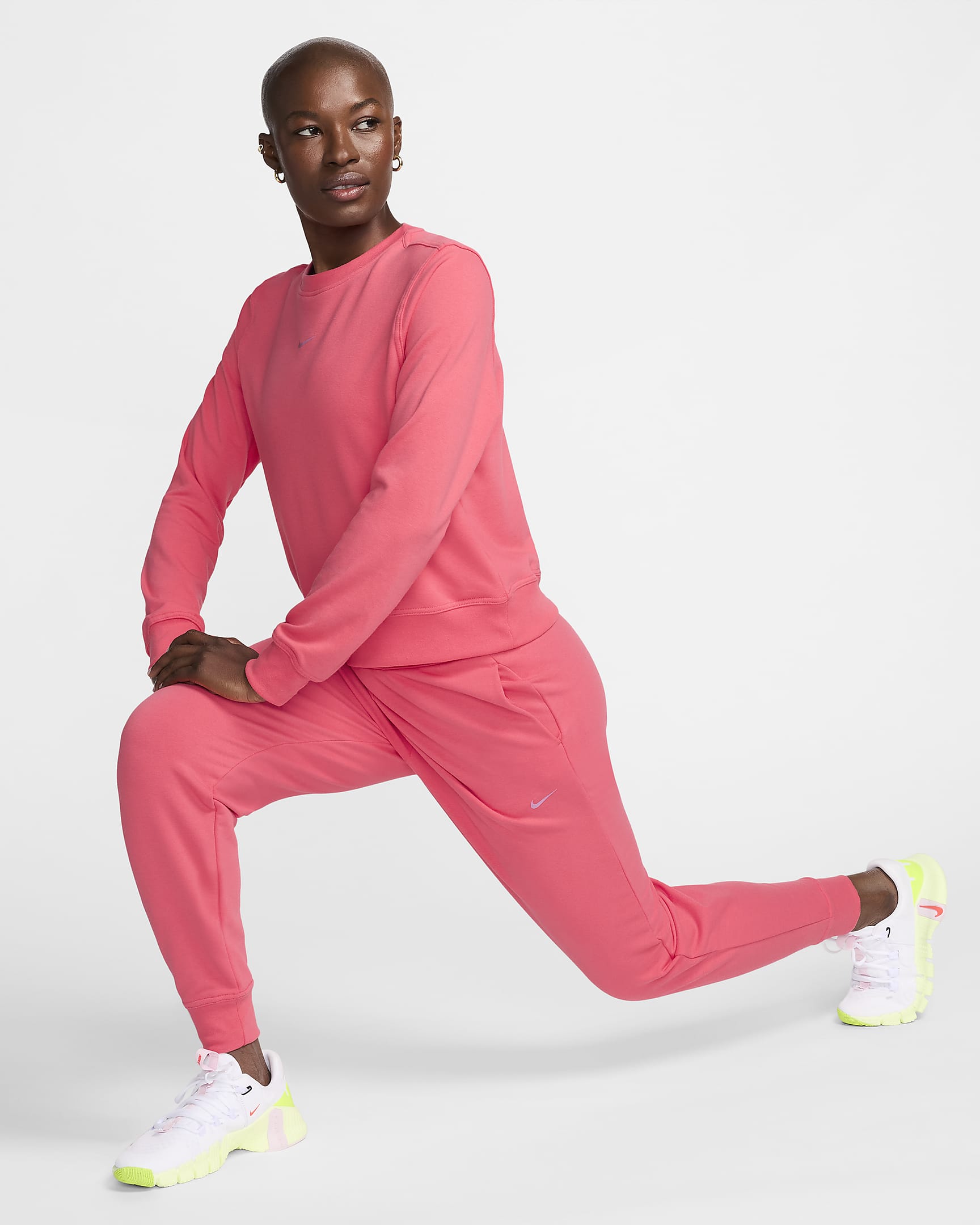 Nike Dri-FIT One Women's Crew-Neck French Terry Sweatshirt - Aster Pink/Black