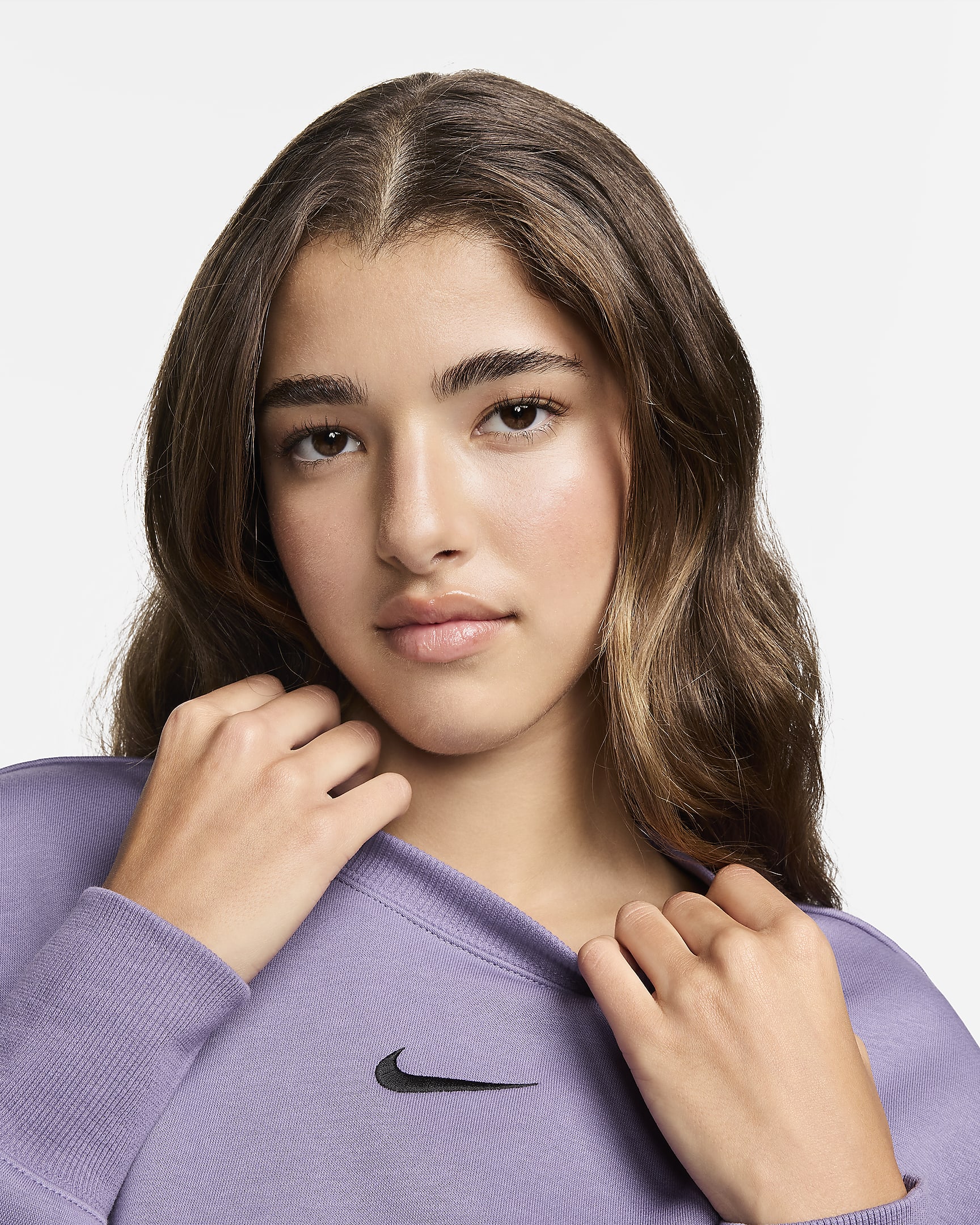 Oversized Nike Sportswear Phoenix Fleece-sweatshirt med rund hals til kvinder - Daybreak/sort