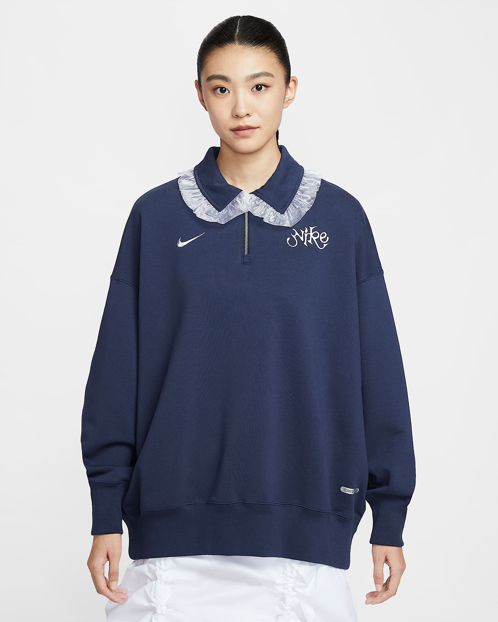 Nike Sportswear Women's Oversized 1/4-Zip Fleece Polo - Midnight Navy