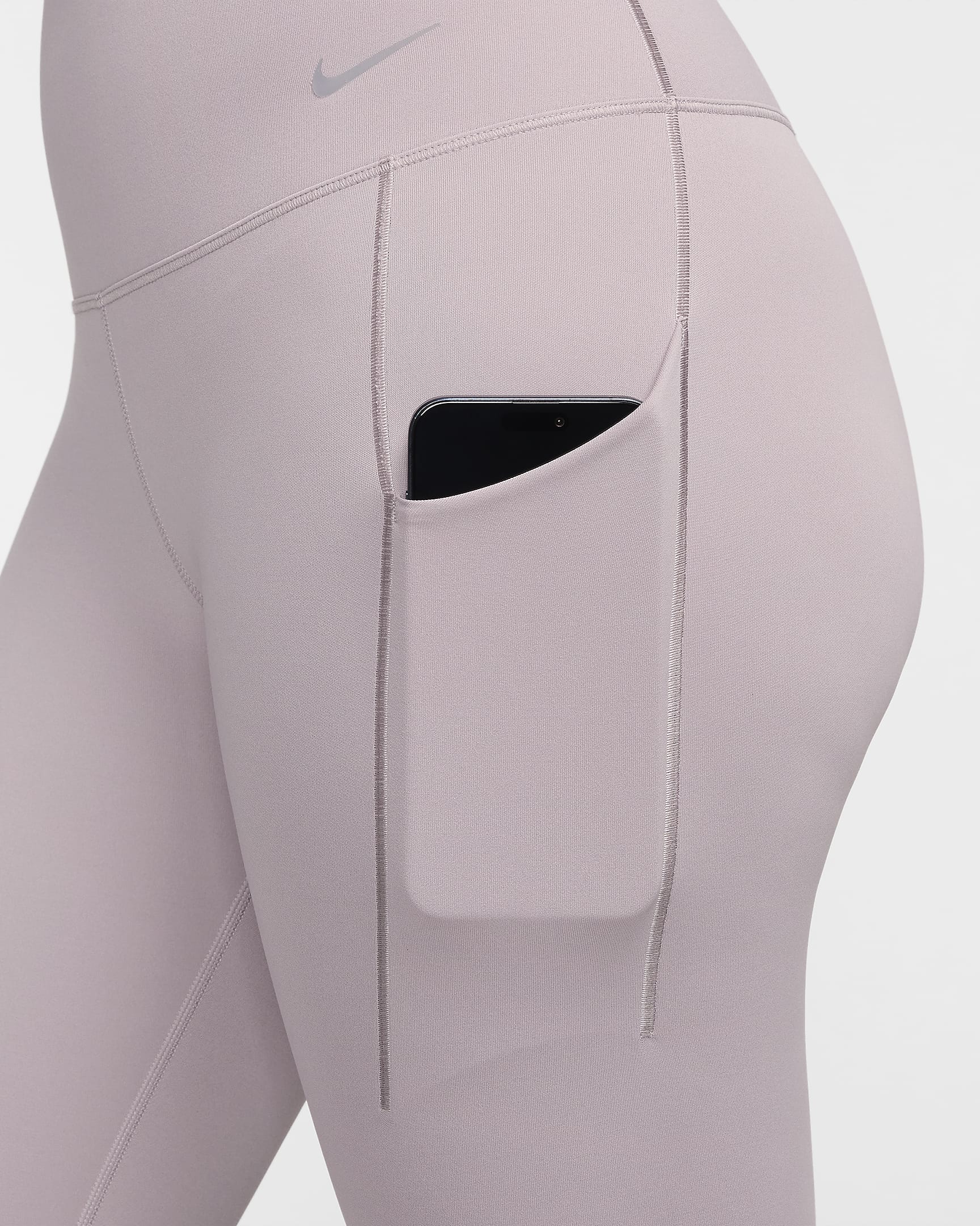 Leggings a todo o comprimento de cintura subida e suporte médio com bolsos Nike Universa para mulher - Violeta Ore claro/Preto