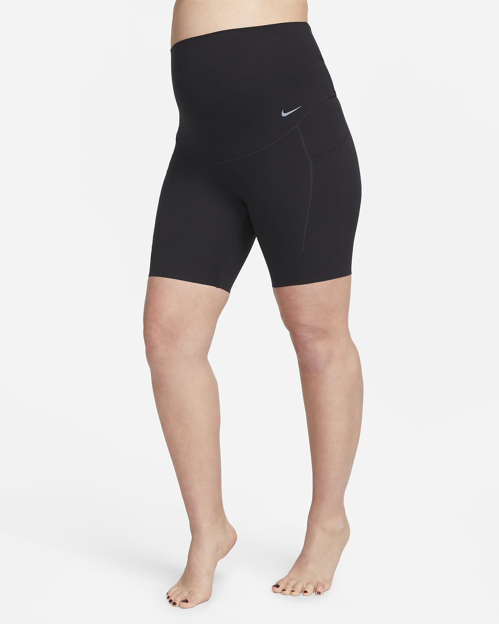 Nike Zenvy (M) Women's Gentle-support High-waisted 20cm (approx.) Biker Shorts with Pockets (Maternity) - Black