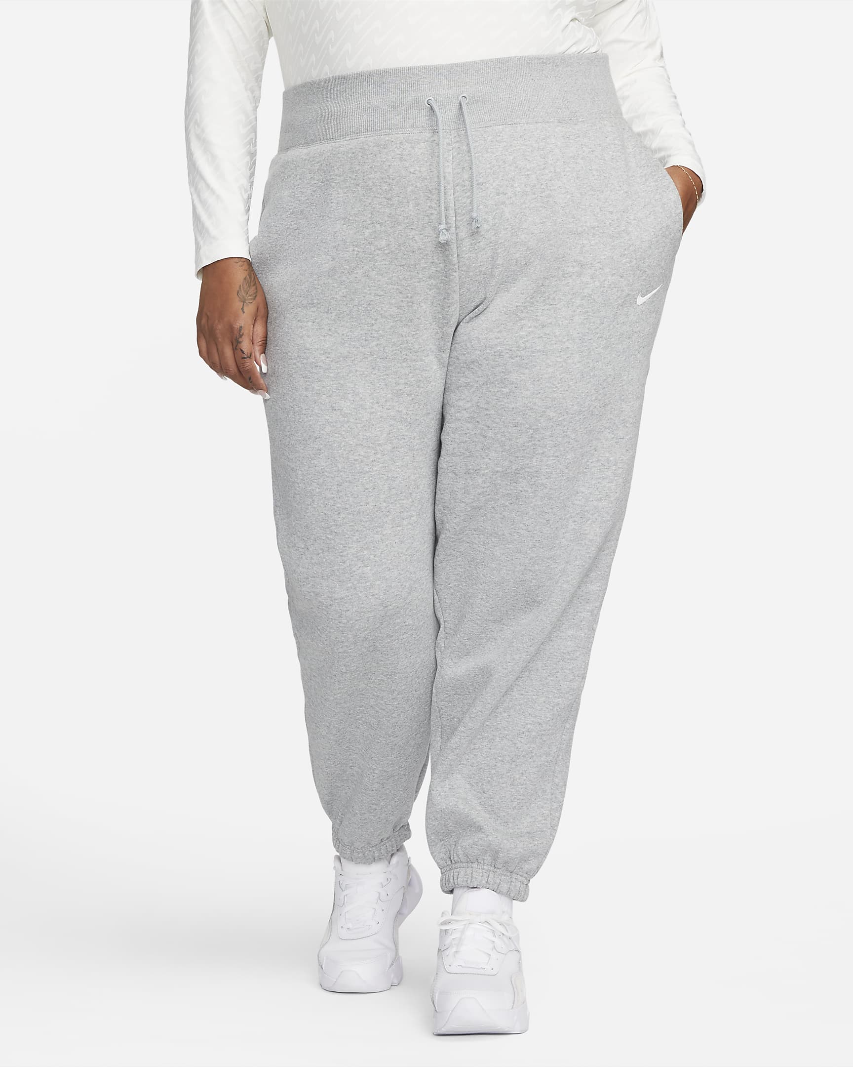 Pantalon de survêtement taille haute oversize Nike Sportswear Phoenix Fleece pour Femme (grande taille) - Dark Grey Heather/Sail