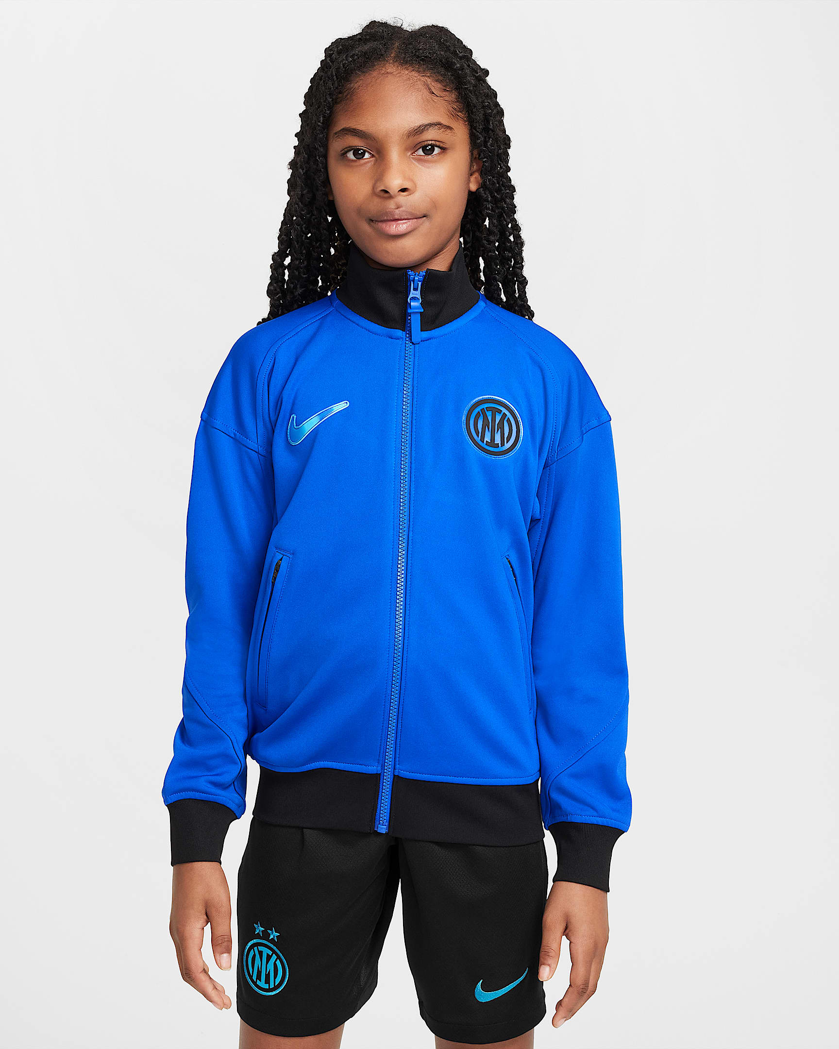 Fotbollsjacka Inter Milan Academy Pro Nike Dri-FIT Anthem för ungdom - Lyon Blue/Svart/Chlorine Blue