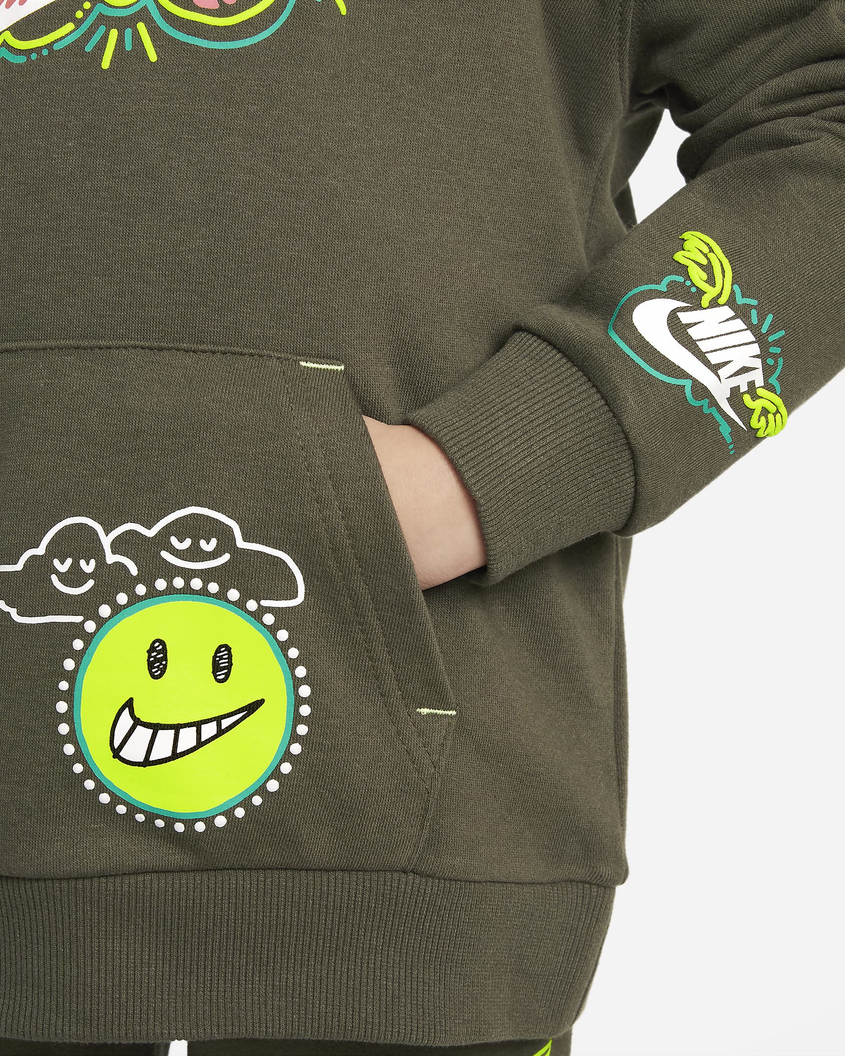 Nike Sportswear "Art of Play" French Terry Pullover Little Kids Hoodie - Cargo Khaki