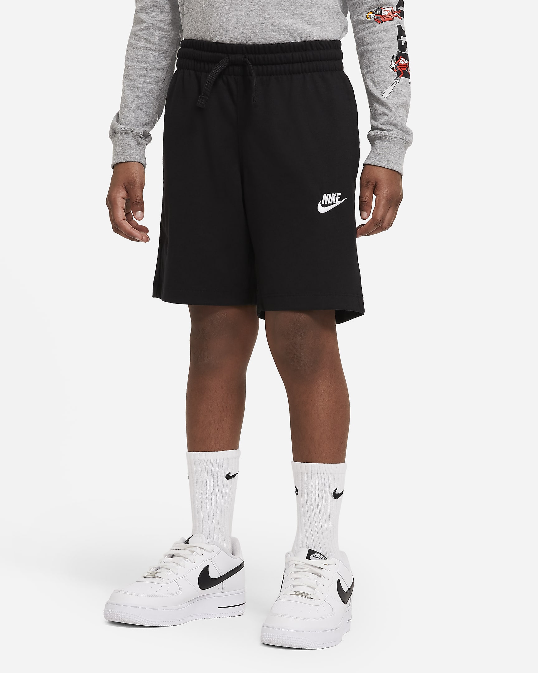 Nike Jersey shorts til store barn (gutt) - Svart/Hvit/Hvit