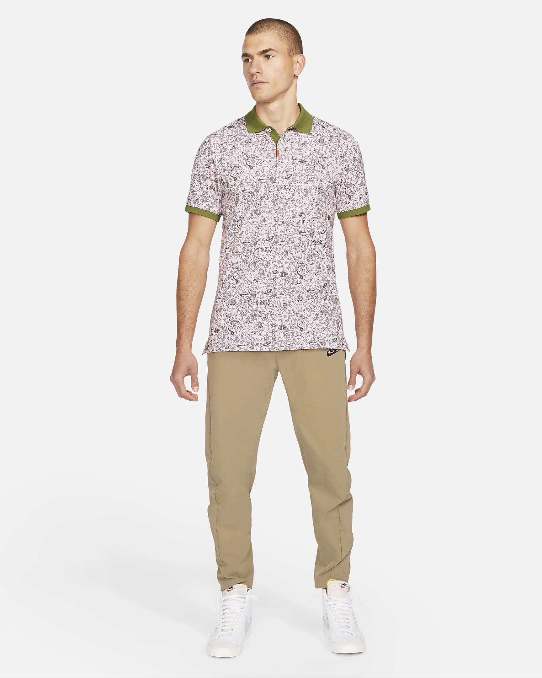 The Nike Polo Unisex Polo - Pink Foam/Asparagus/Asparagus