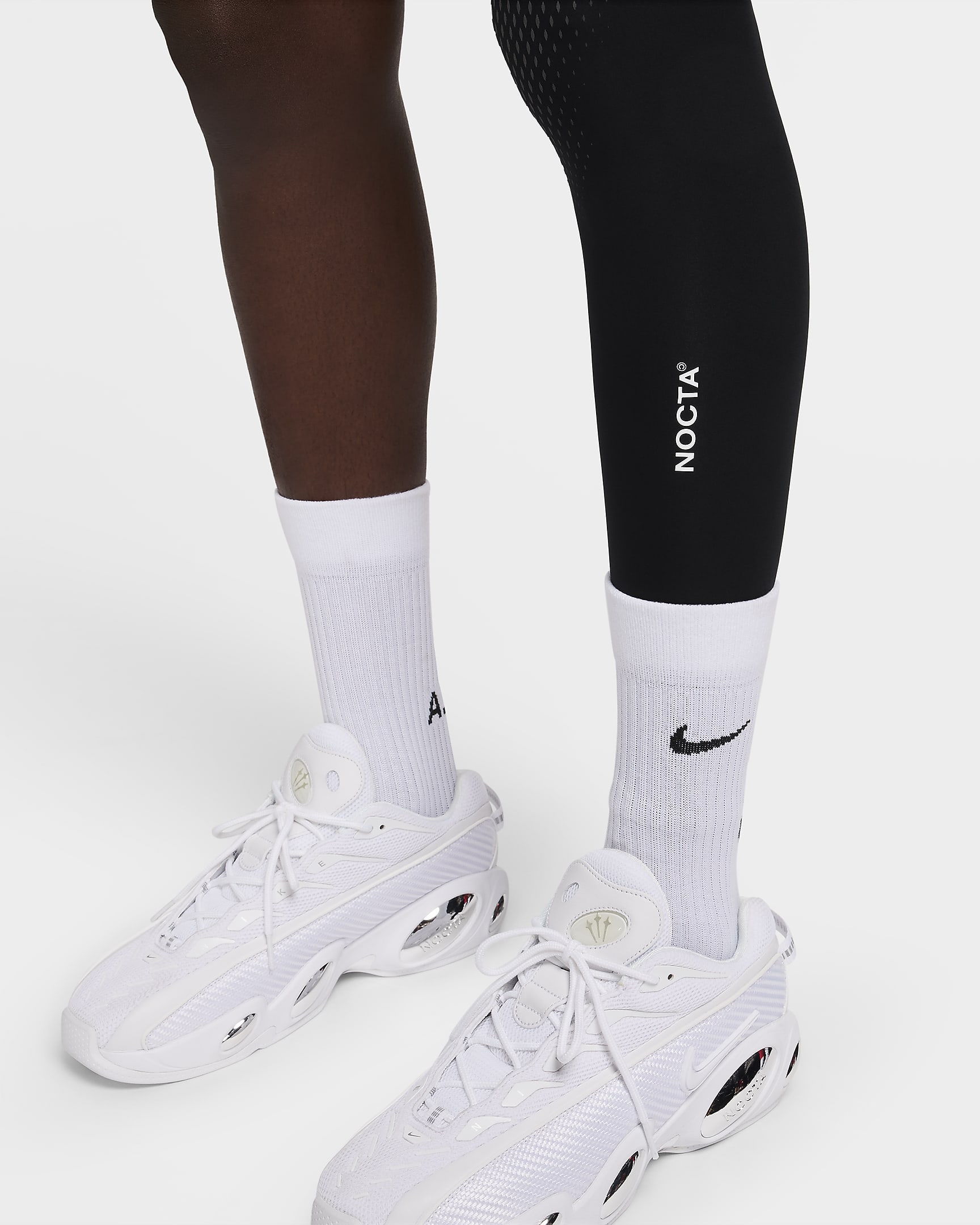 NOCTA Men's Single-Leg Basketball Tights (Left) - Black/White/Anthracite/White