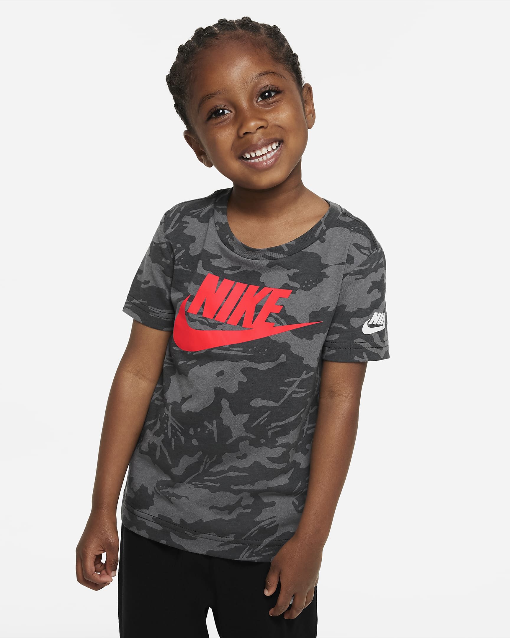 Playera infantil camuflajeada Nike - Gris humo