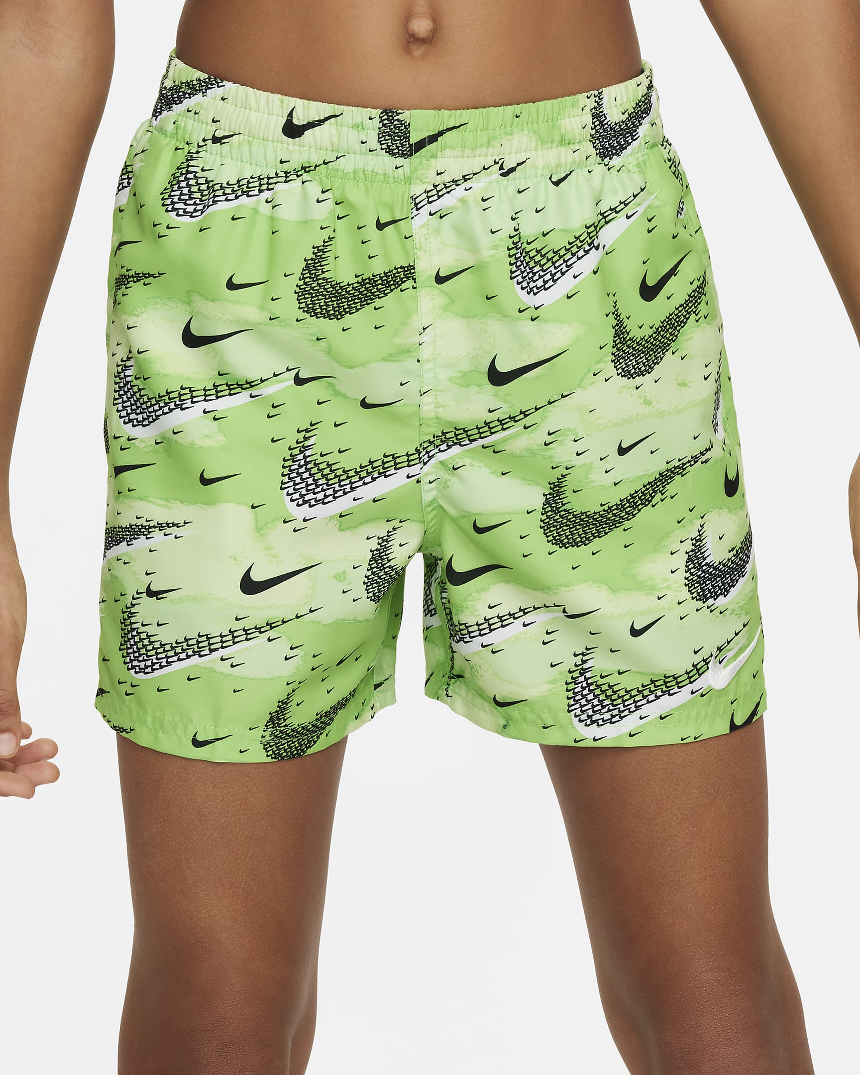 Nike Swim Flock Big Kids' (Boys') 4" Volley Shorts - Action Green