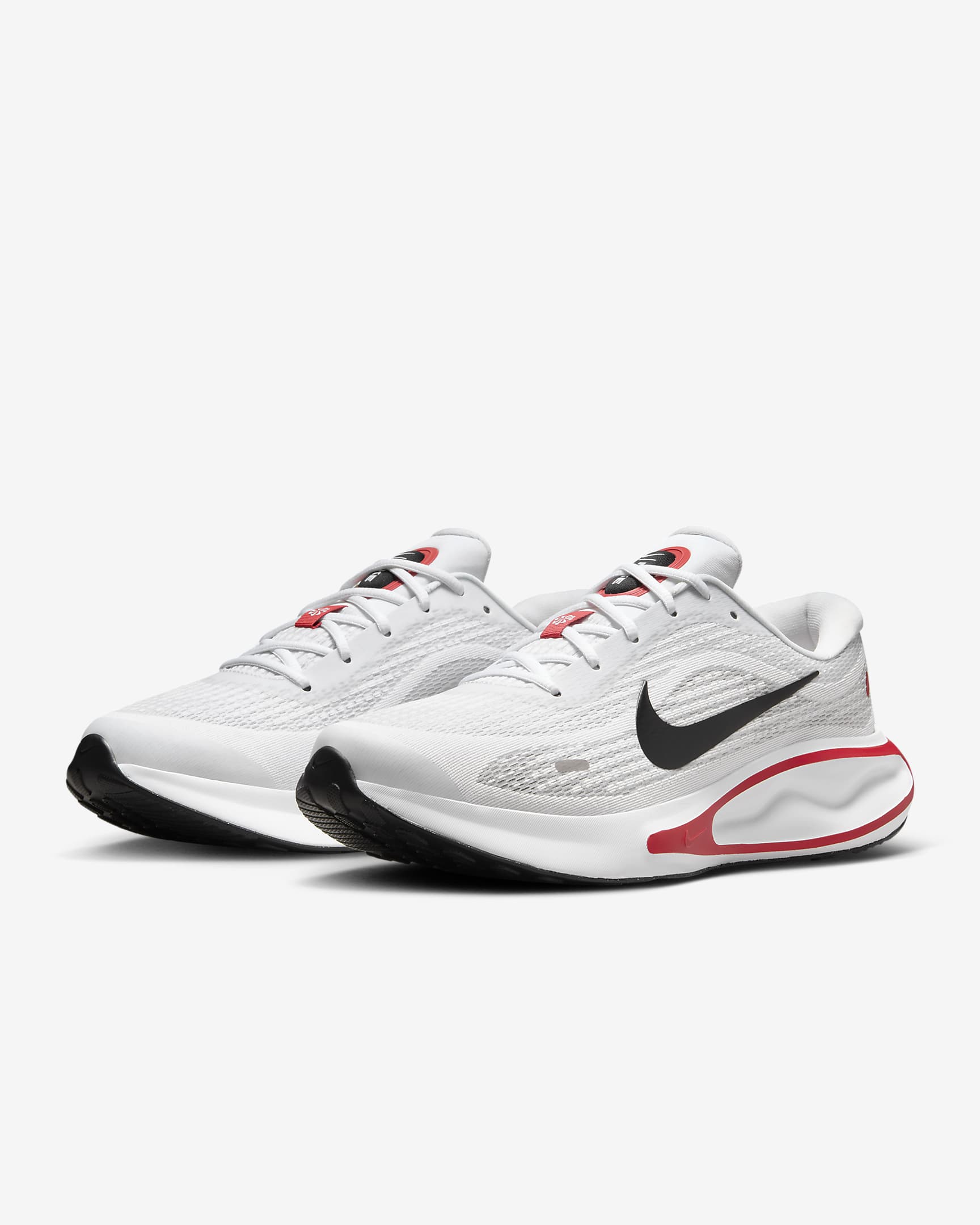 Nike Journey Run Straßenlaufschuh (Herren) - Weiß/Fire Red/Cement Grey/Schwarz