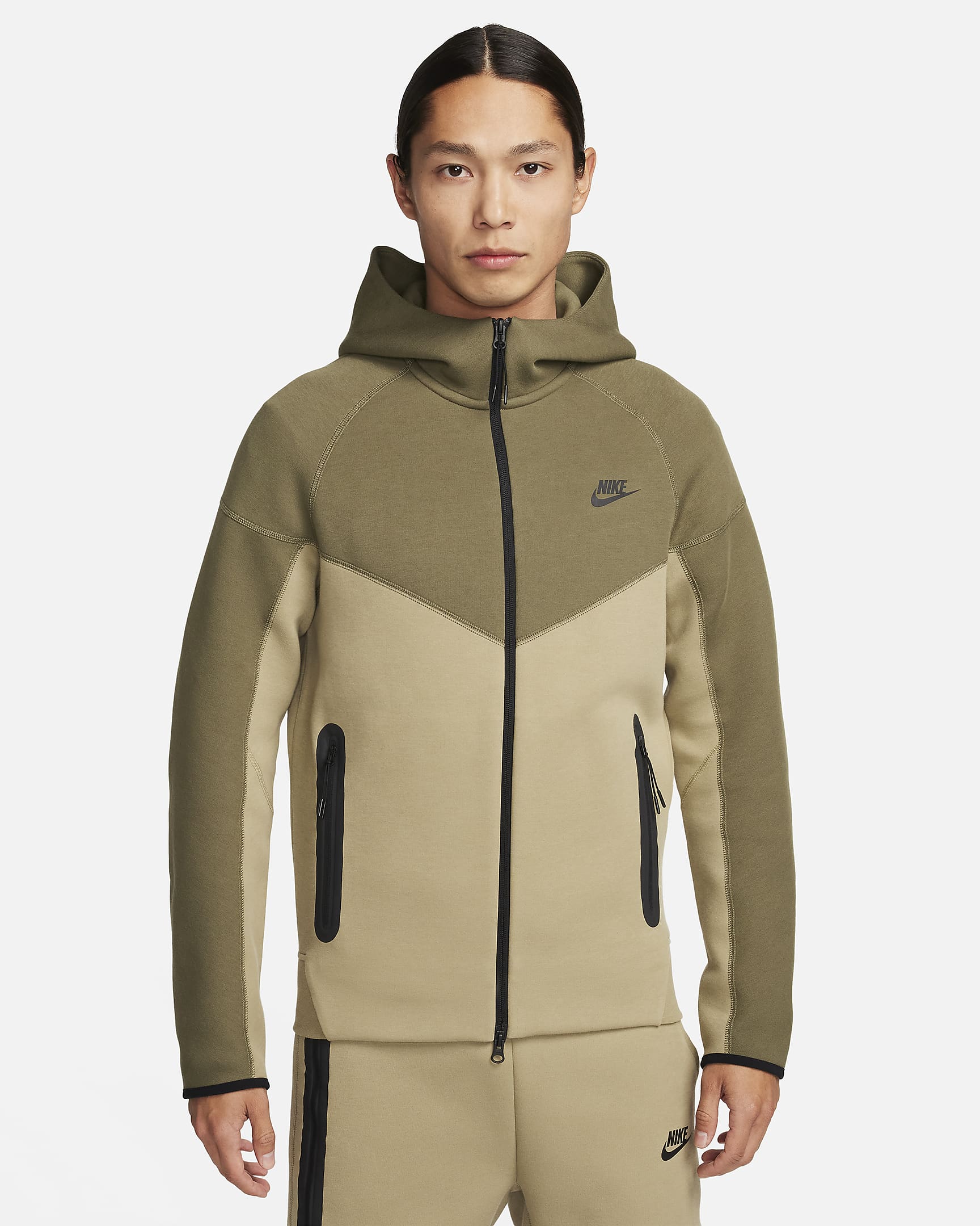 Nike Sportswear Tech Fleece Windrunner Men's Full-Zip Hoodie - Neutral Olive/Medium Olive/Black