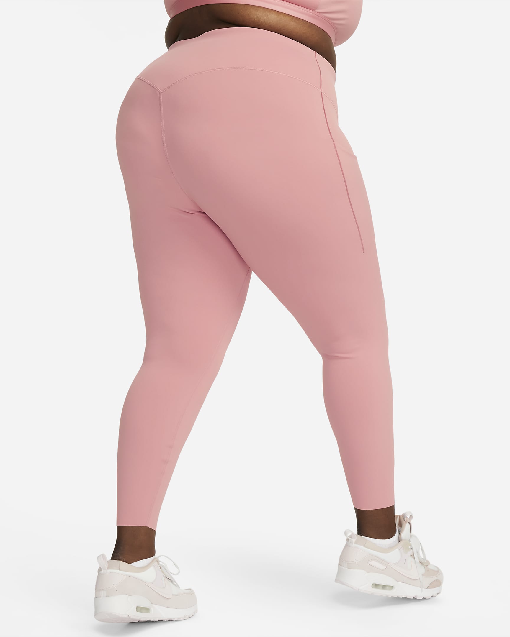 Nike Universa leggings i 7/8 lengde med middels støtte, høyt liv og lommer til dame (Plus Size) - Red Stardust/Svart