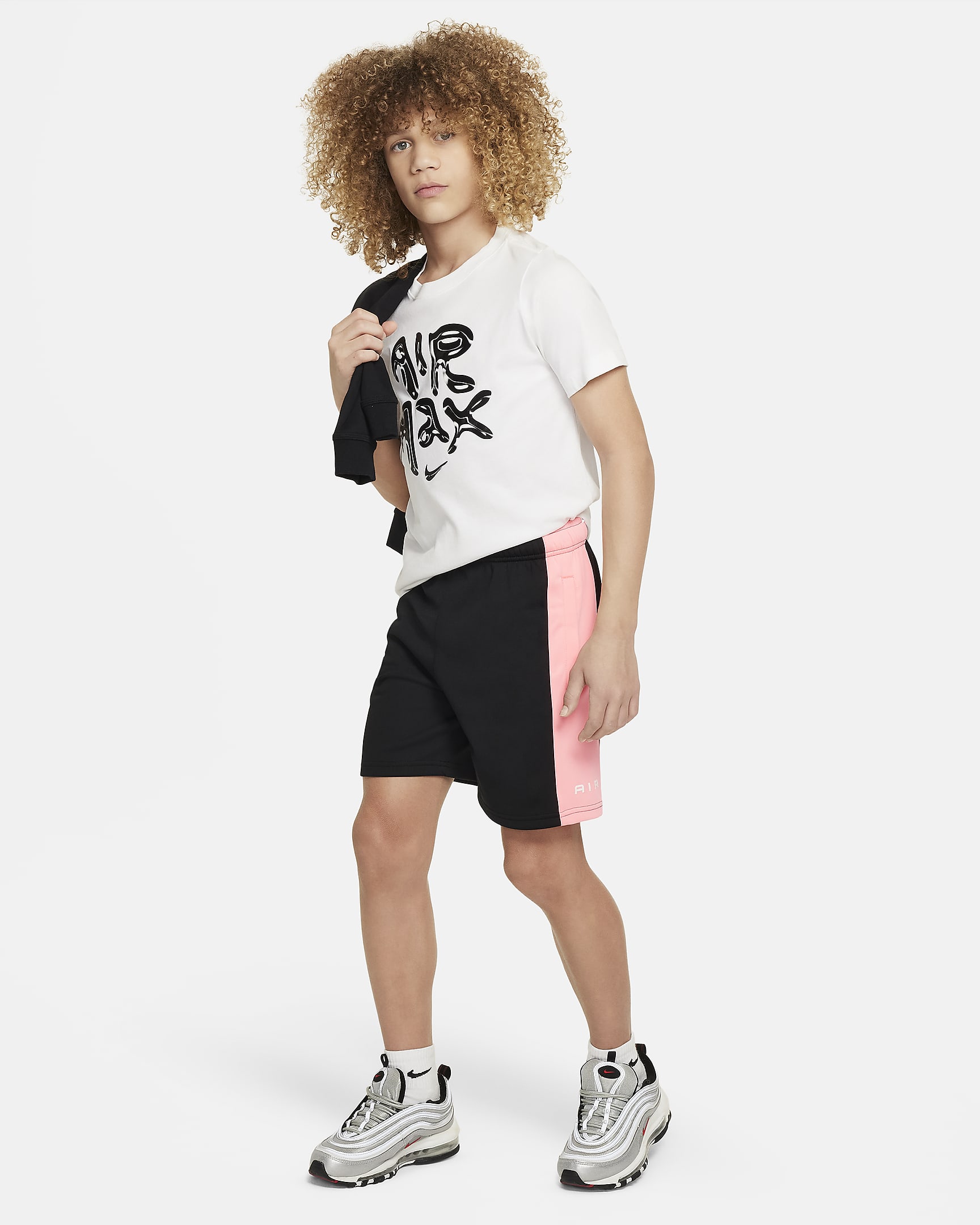 Nike Air Big Kids' (Boys') Shorts - Black/Pink Foam