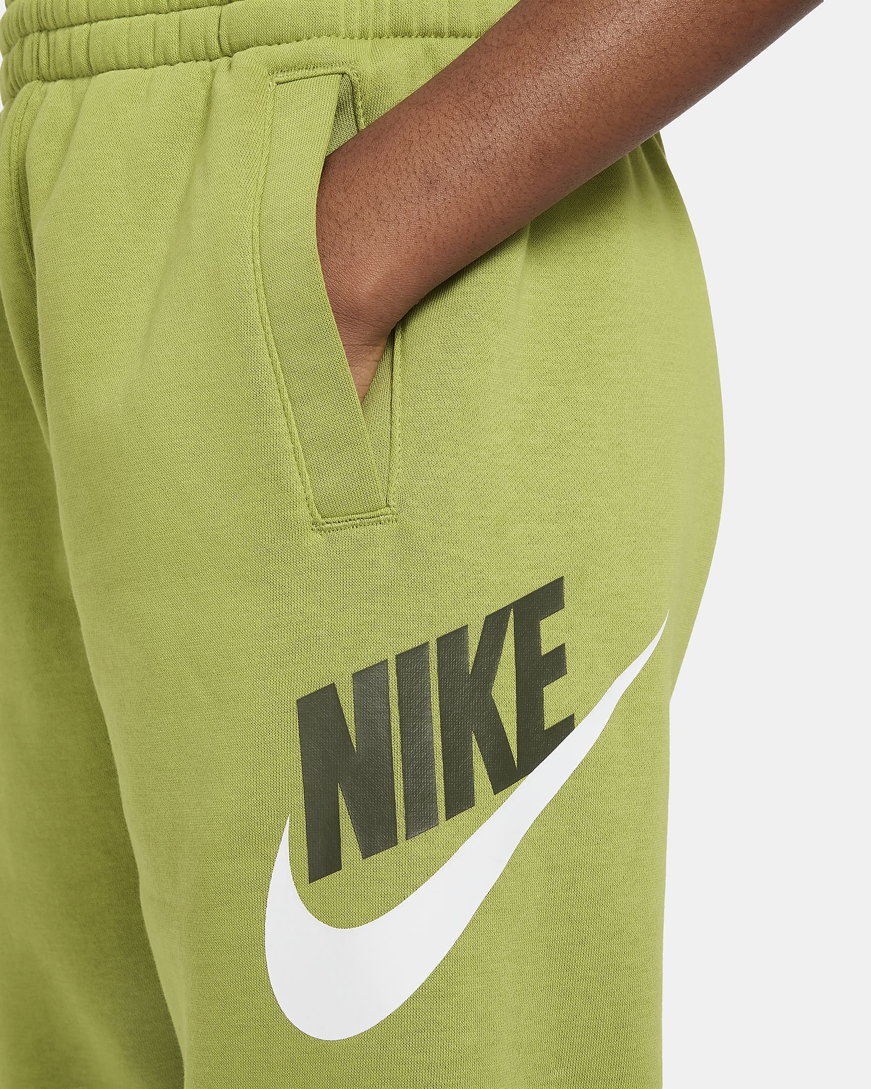 Joggers para niños talla grande Nike Club Fleece - Pera/Blanco/Caqui militar