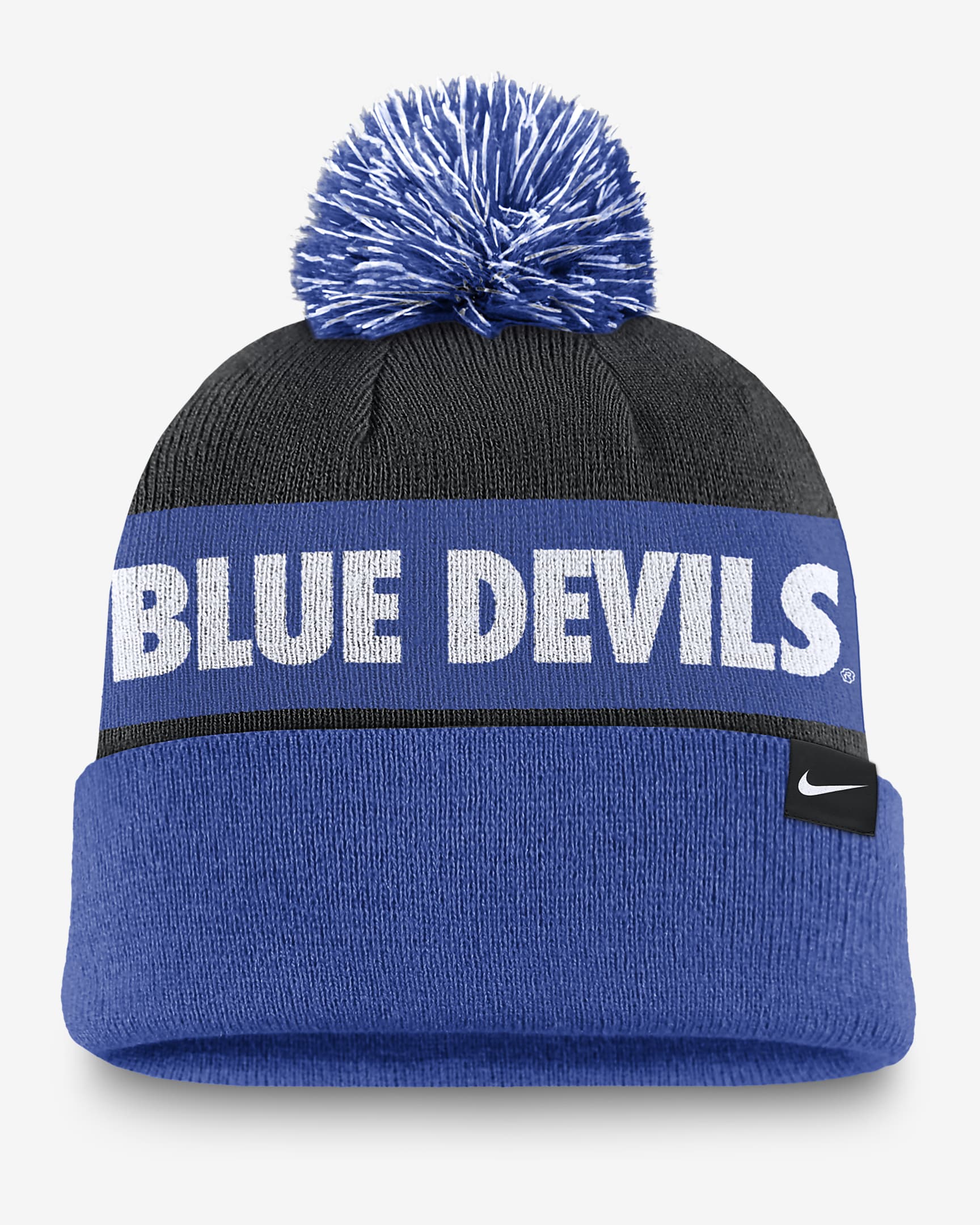 Duke Blue Devils Primetime Peak Men's Nike College Cuffed Pom Beanie - Game Royal