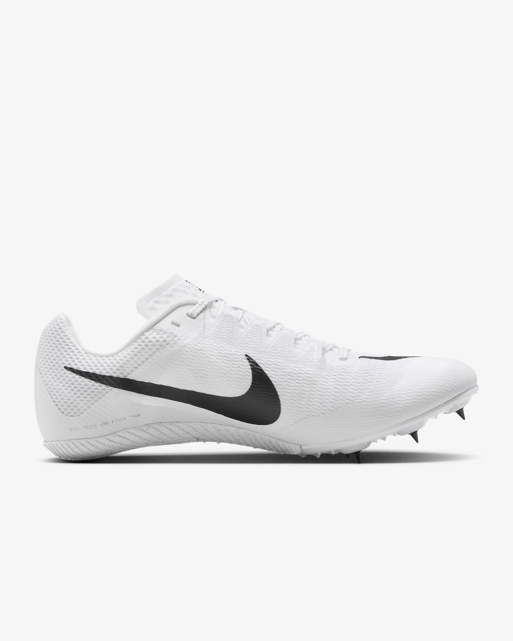 Tenis de atletismo con clavos para carreras rápidas Nike Zoom Rival - Blanco/Plata metalizado/Negro