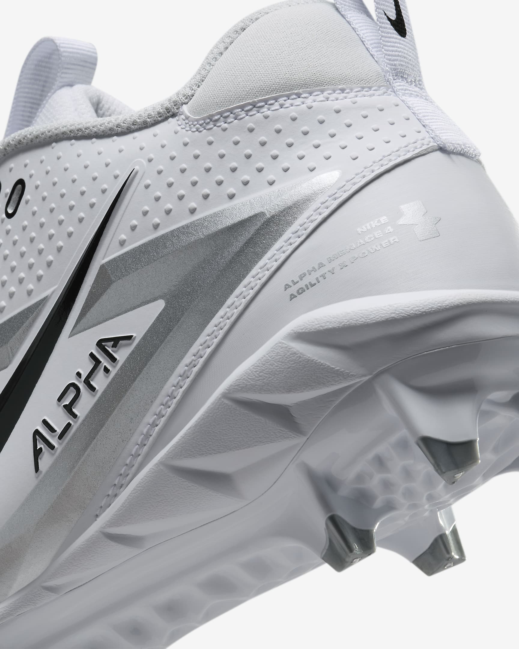 Nike Alpha Menace 4 Varsity Football Cleats - White/Metallic Silver/Photon Dust/Black