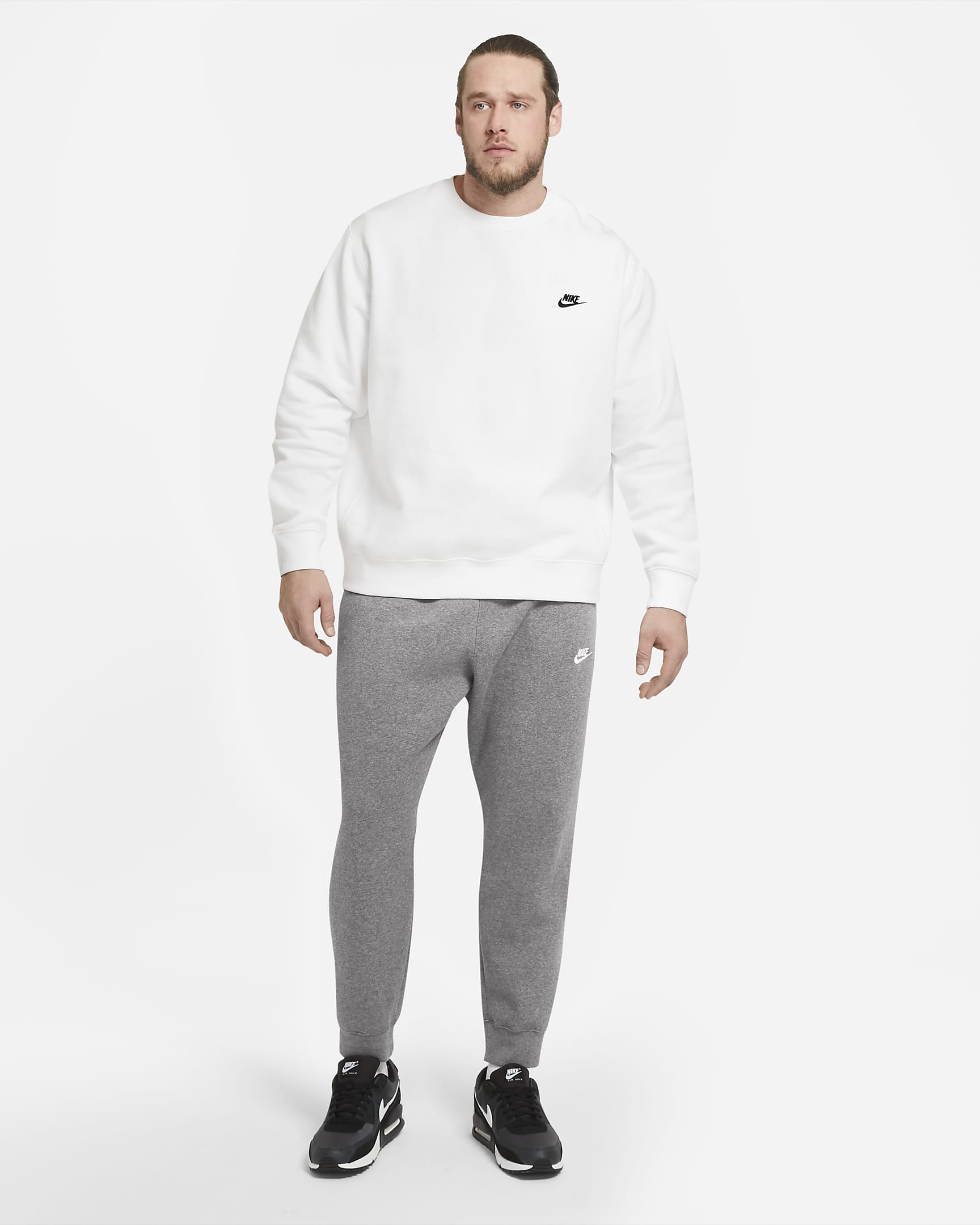 Běžecké kalhoty Nike Sportswear Club Fleece - Charcoal Heather/Anthracite/Bílá