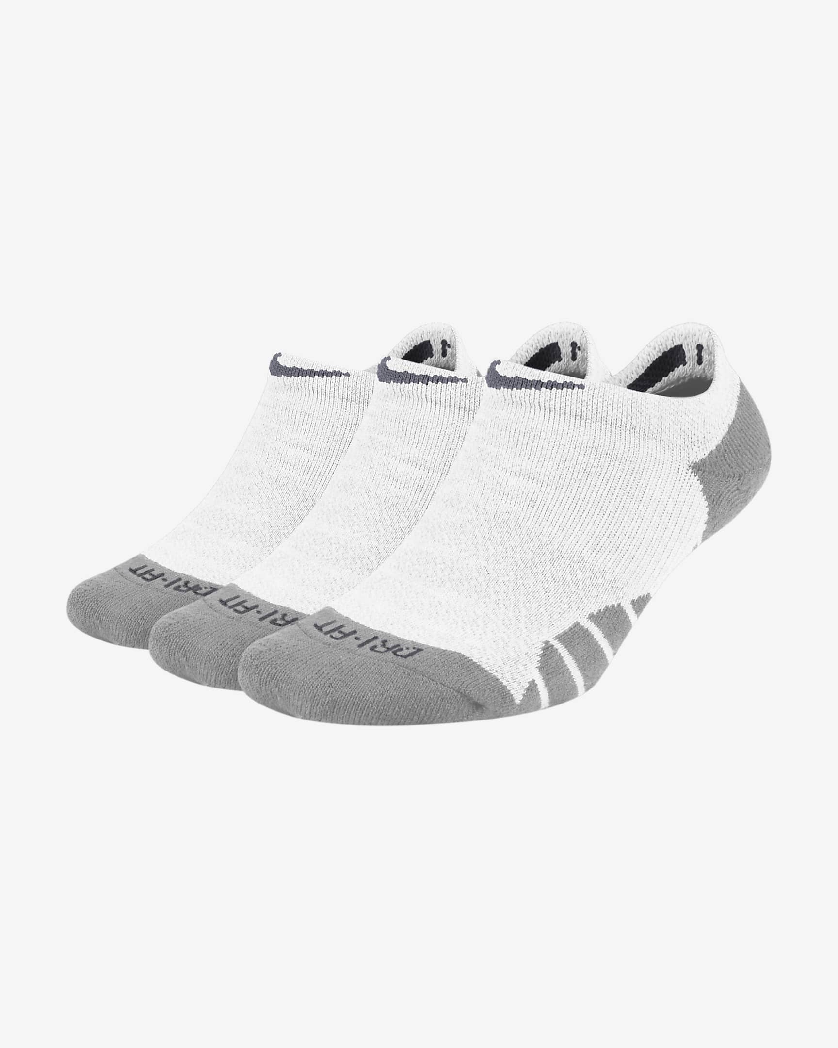 Calcetines de entrenamiento invisibles para mujer Nike Everyday Max Cushioned (3 pares) - Blanco/Gris lobo/Antracita