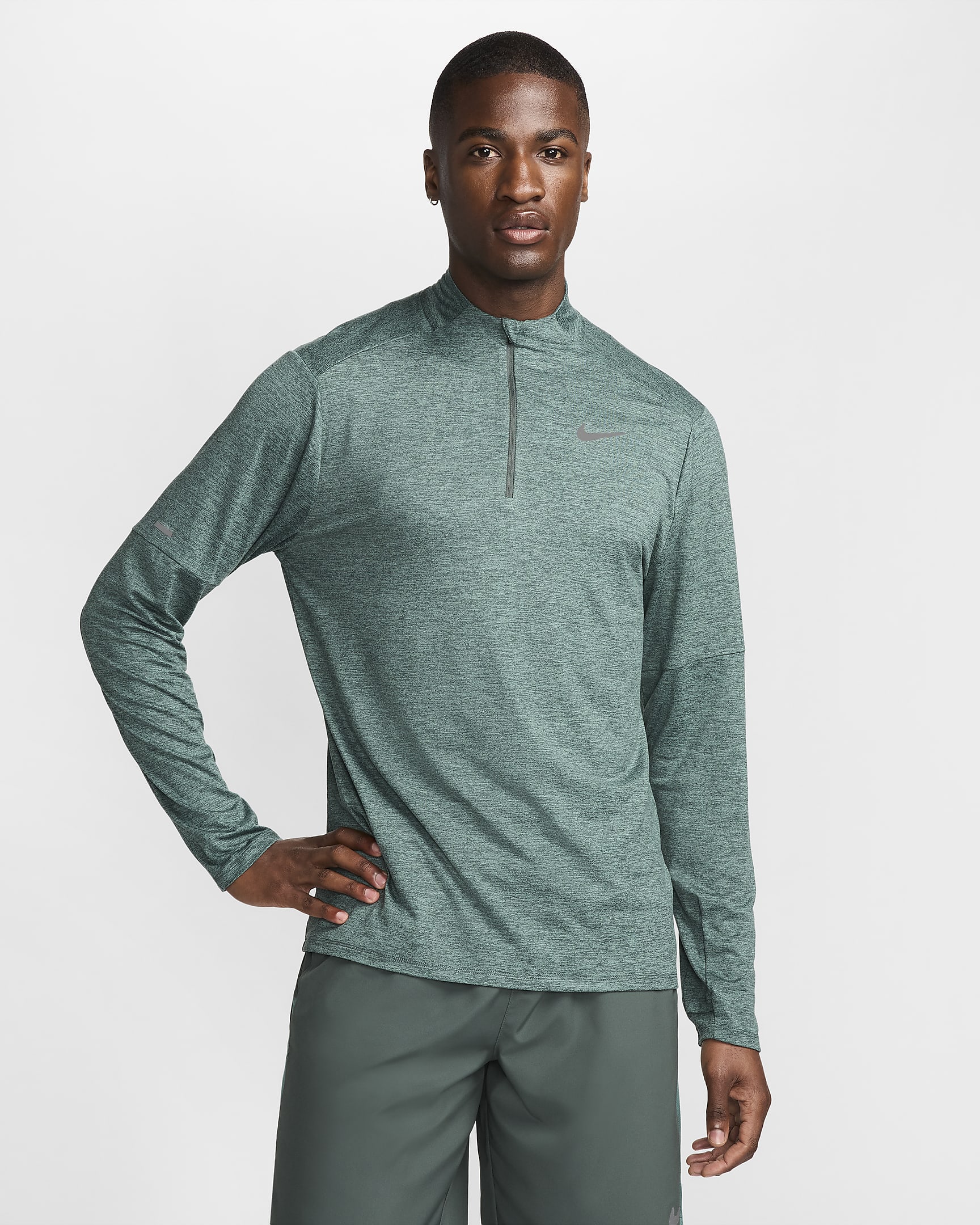 Nike Men's Dri-FIT 1/2-zip Running Top - Vintage Green/Bicoastal/Heather