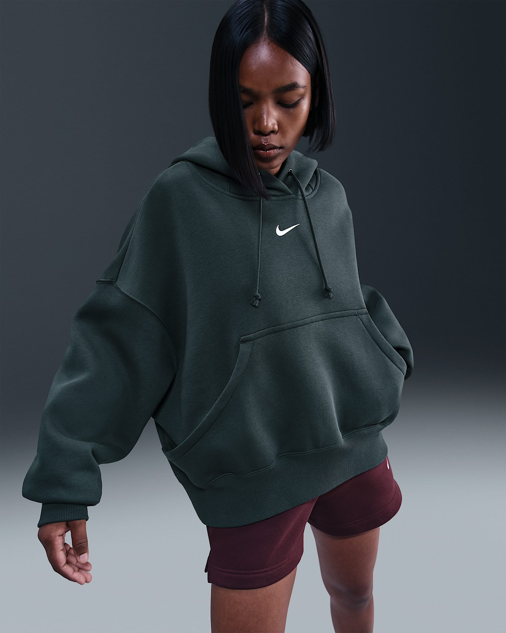 Sudadera con gorro sin cierre de tejido Fleece over-oversized para mujer Nike Sportswear Phoenix - Alga/Vela