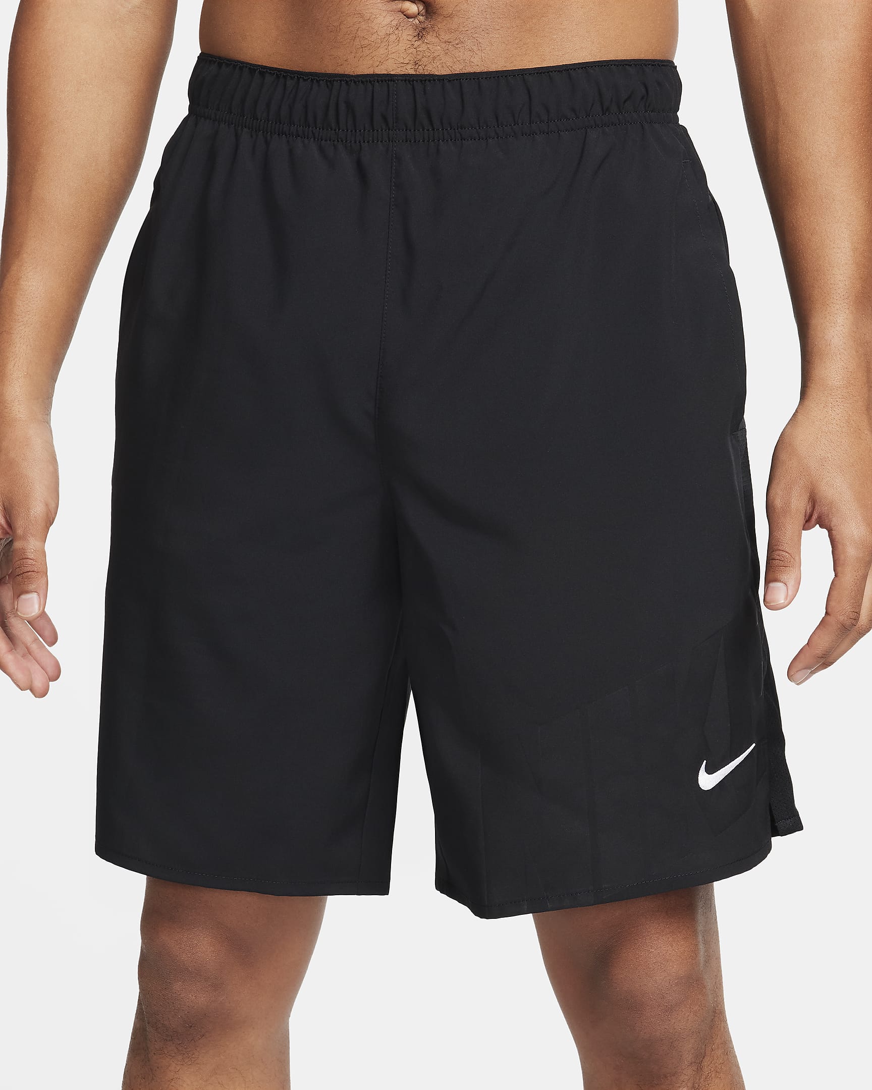 Nike Challenger Dri-FIT 23 cm-es, bélés nélküli férfi futórövidnadrág - Fekete/Fekete/Fekete/Fehér