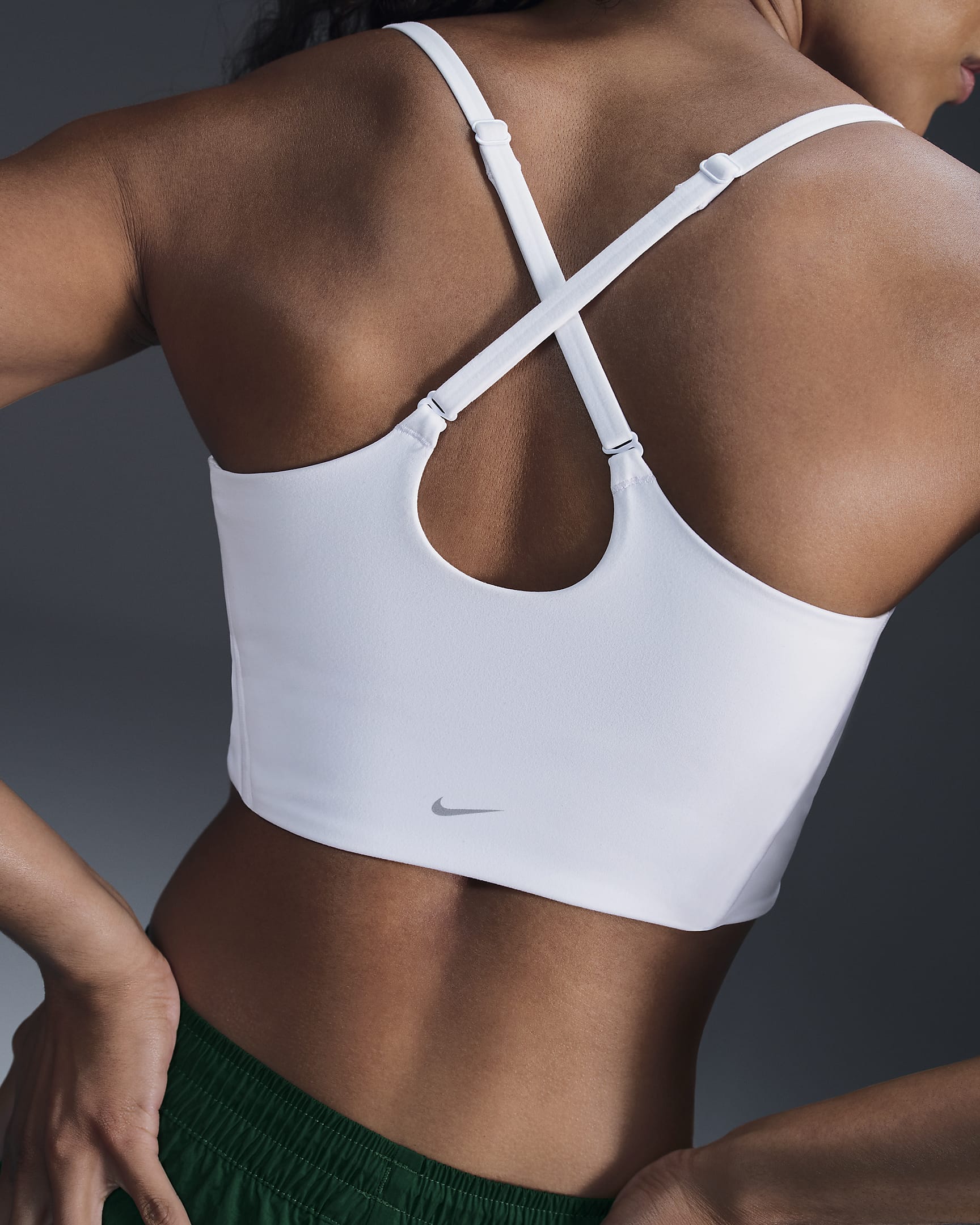 Bra deportivo de baja sujeción de talle largo con forro ligero para mujer Nike One Convertible - Blanco/Blanco/Blanco