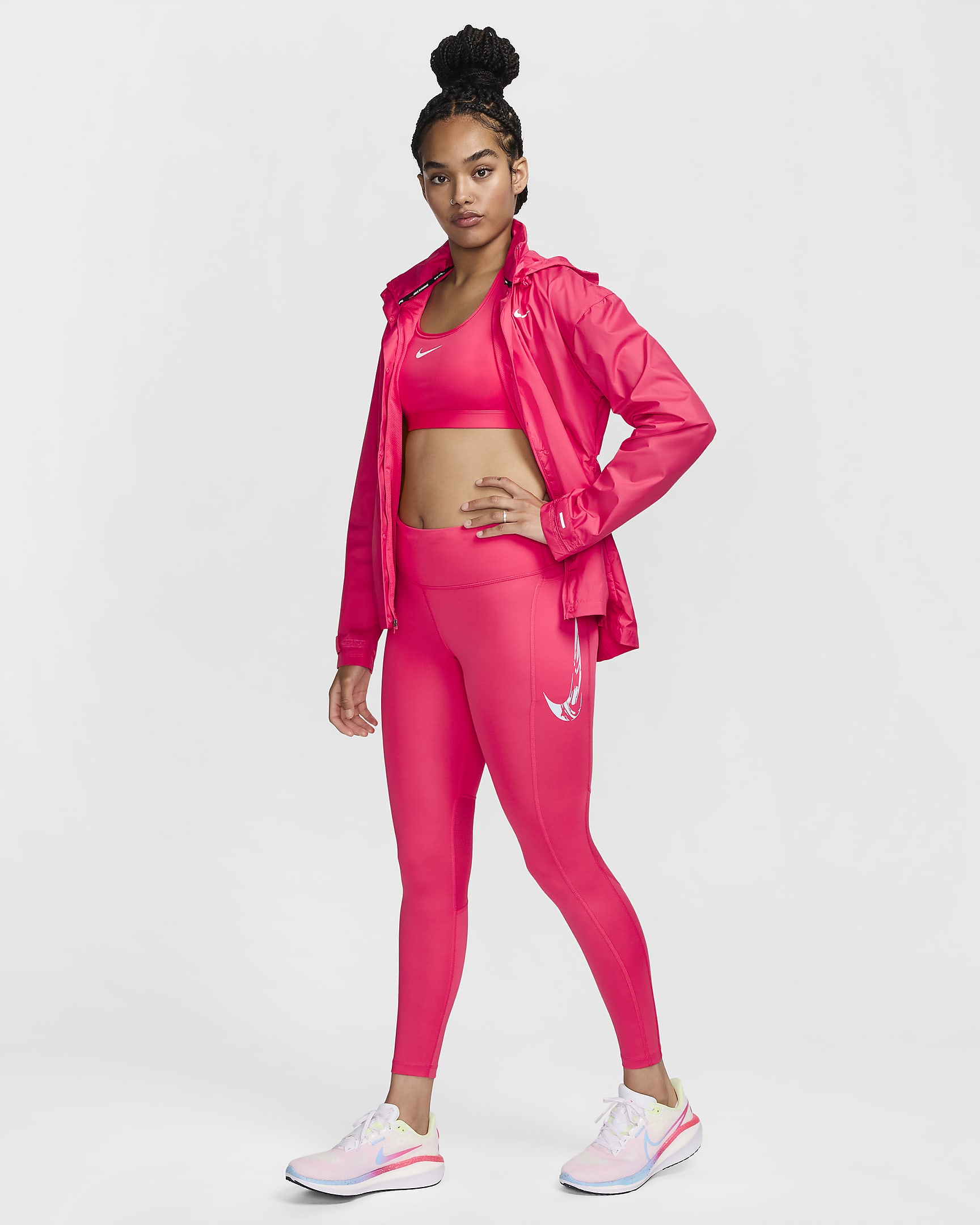 Nike Fast 7/8-Lauf-Leggings mit mittelhohem Bund und Taschen für Damen - Aster Pink/Glacier Blue