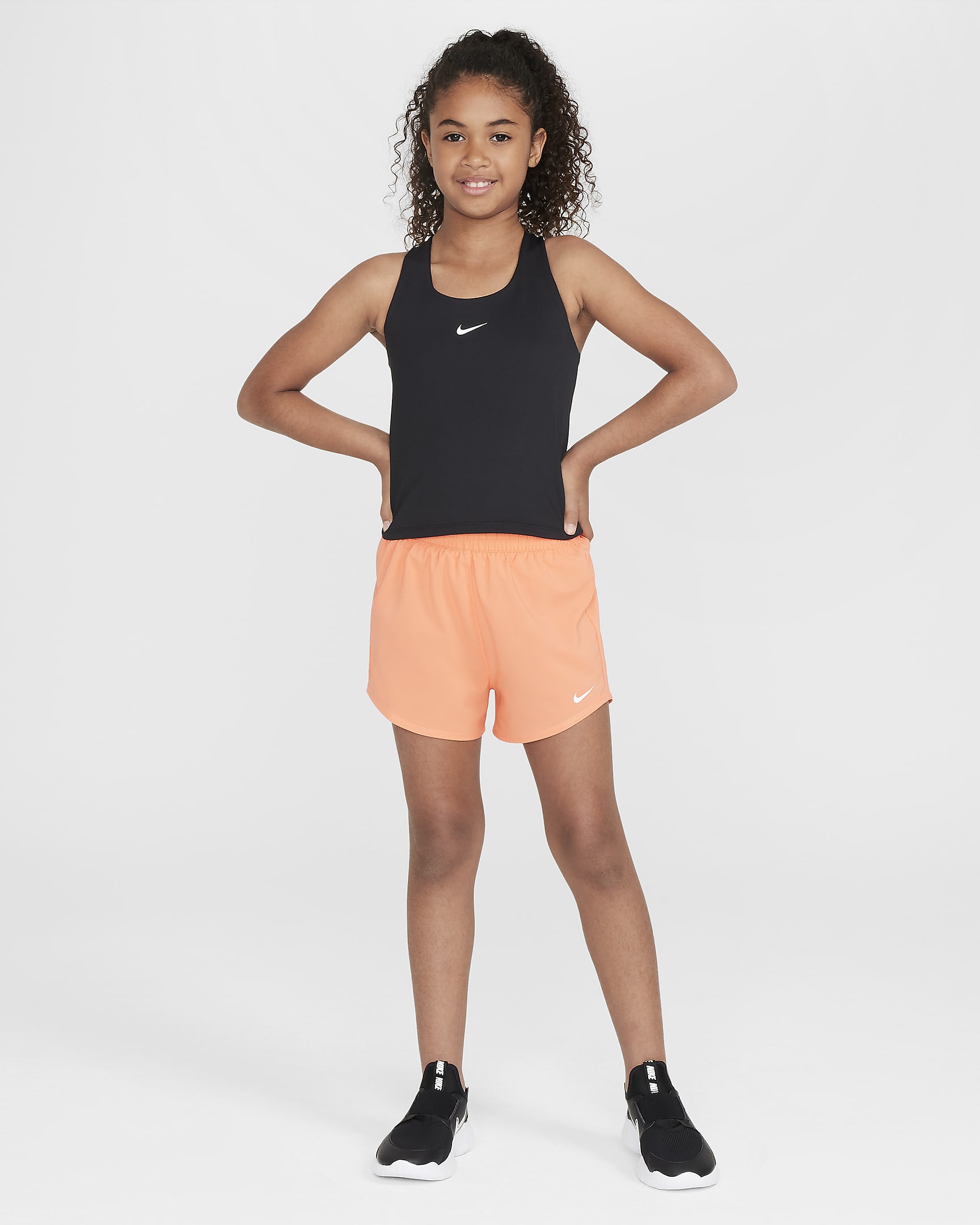 Nike One Older Kids' (Girls') Dri-FIT High-Waisted Woven Training Shorts - Light Wild Mango/White