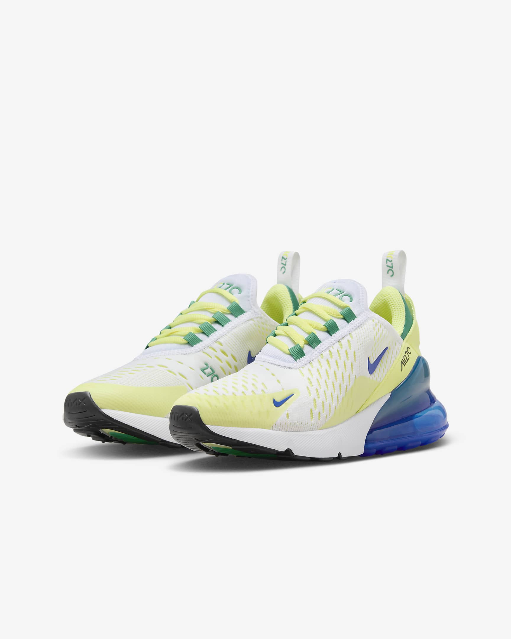 Nike Air Max 270 Big Kids' Shoes - White/Light Lemon Twist/Stadium Green/Game Royal