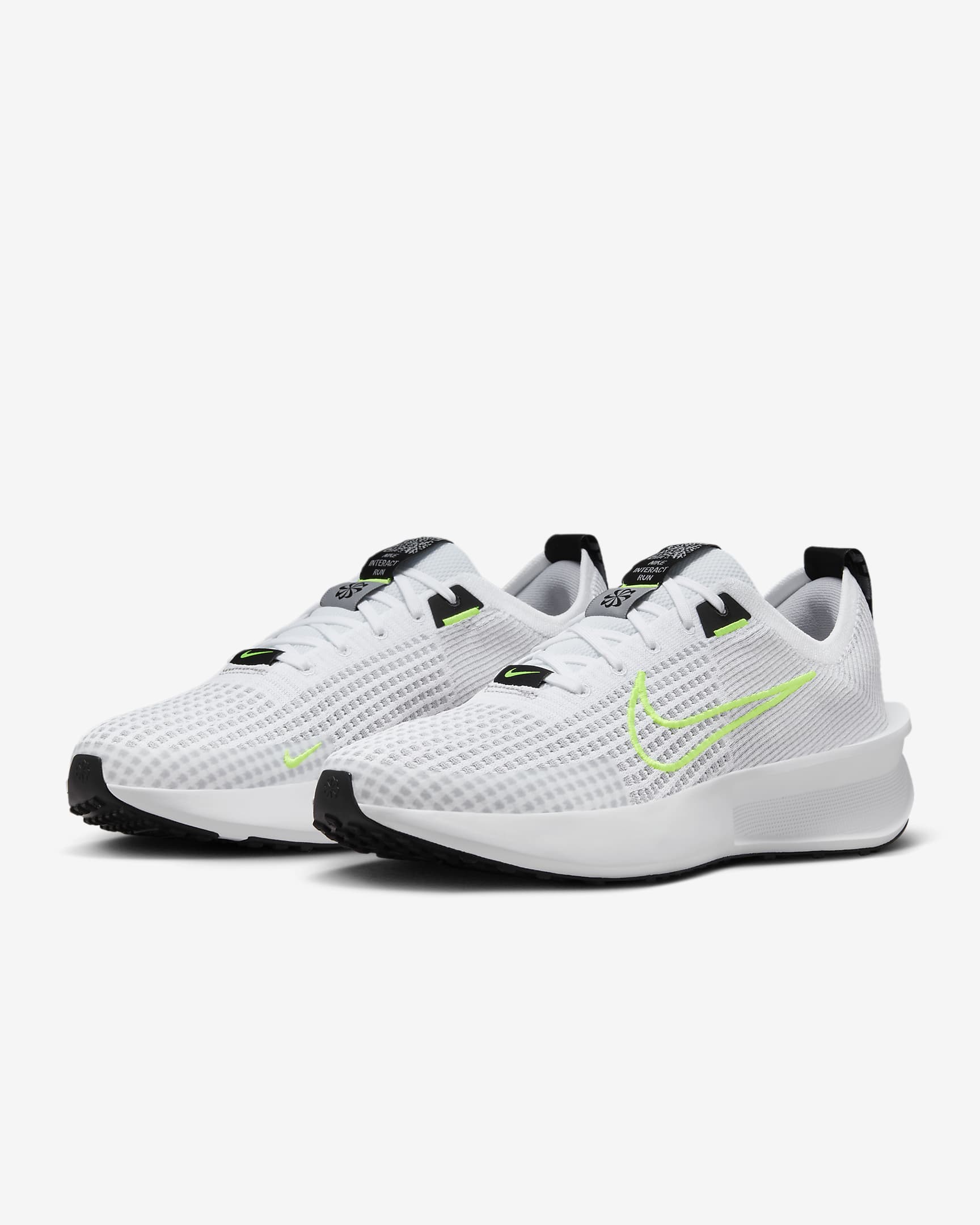 Nike Interact Run Men's Road Running Shoes - White/Wolf Grey/Black/Volt