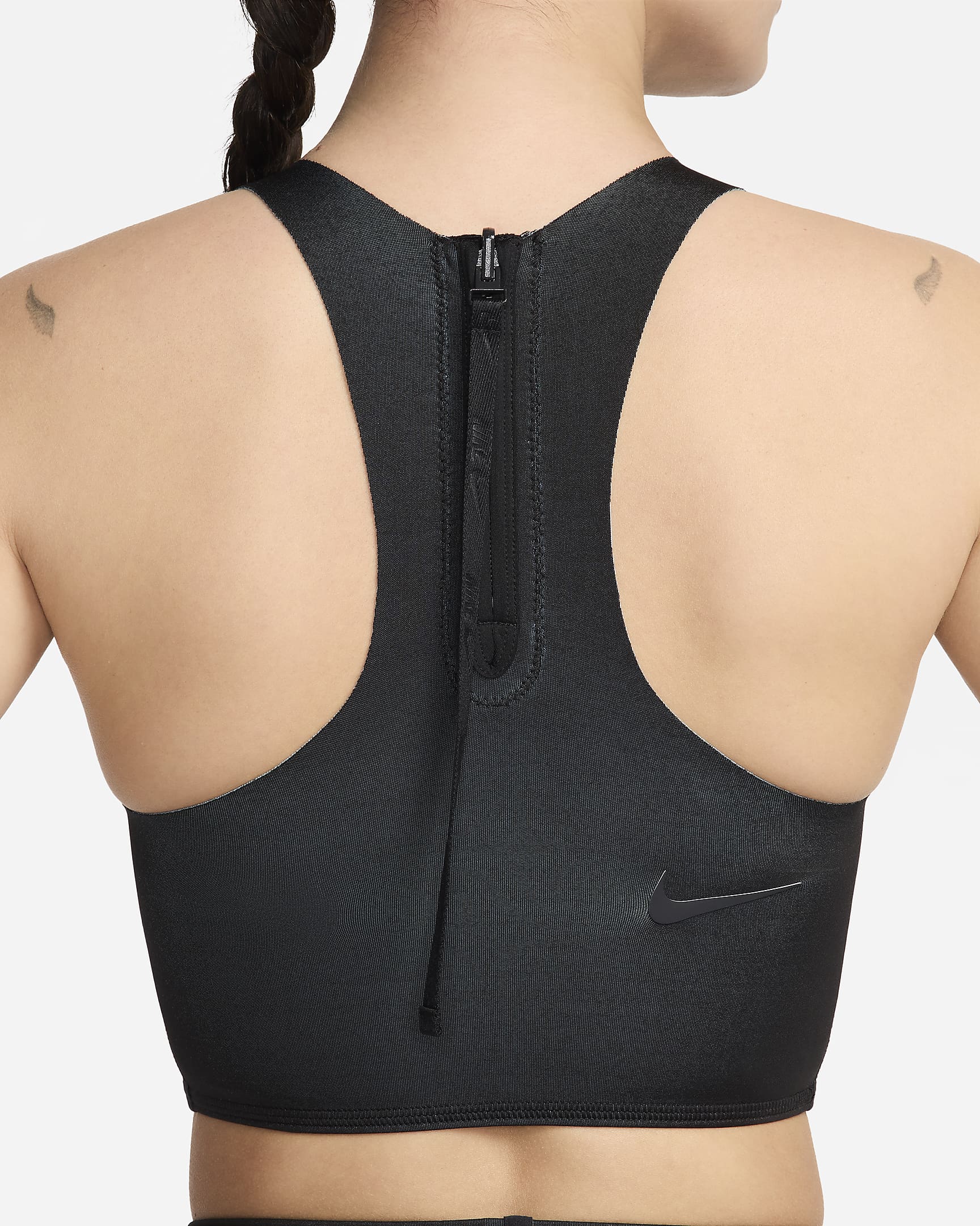 Top de midkini reversible para mujer Nike Swim Fusion - Negro