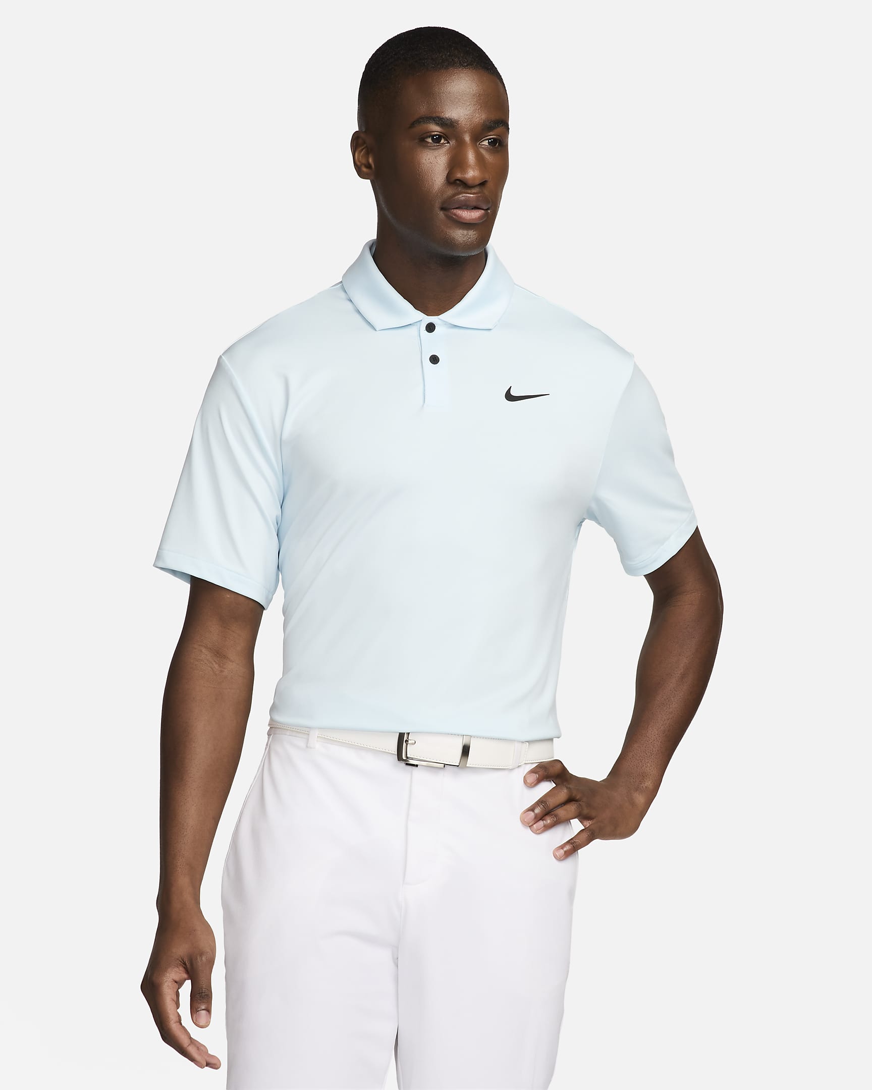 Nike Dri-FIT Tour einfarbiges Golf-Poloshirt für Herren - Glacier Blue/Schwarz