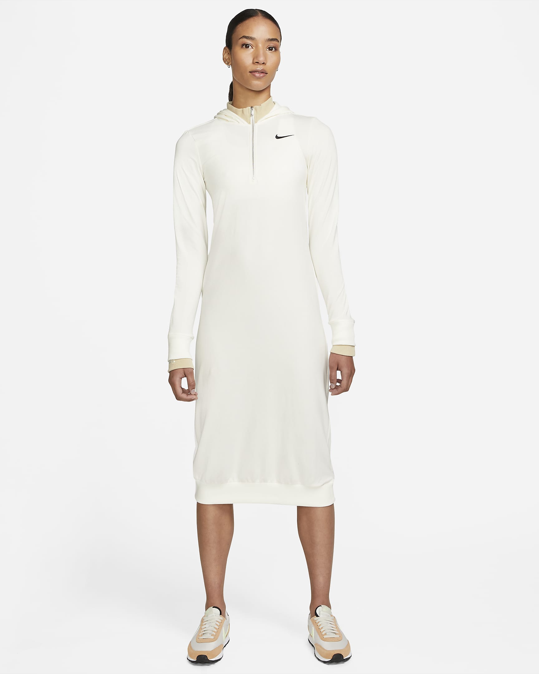 Vestido de manga larga con medio cierre para mujer Nike Sportswear Icon Clash - Vela/Ratán/Vela/Negro