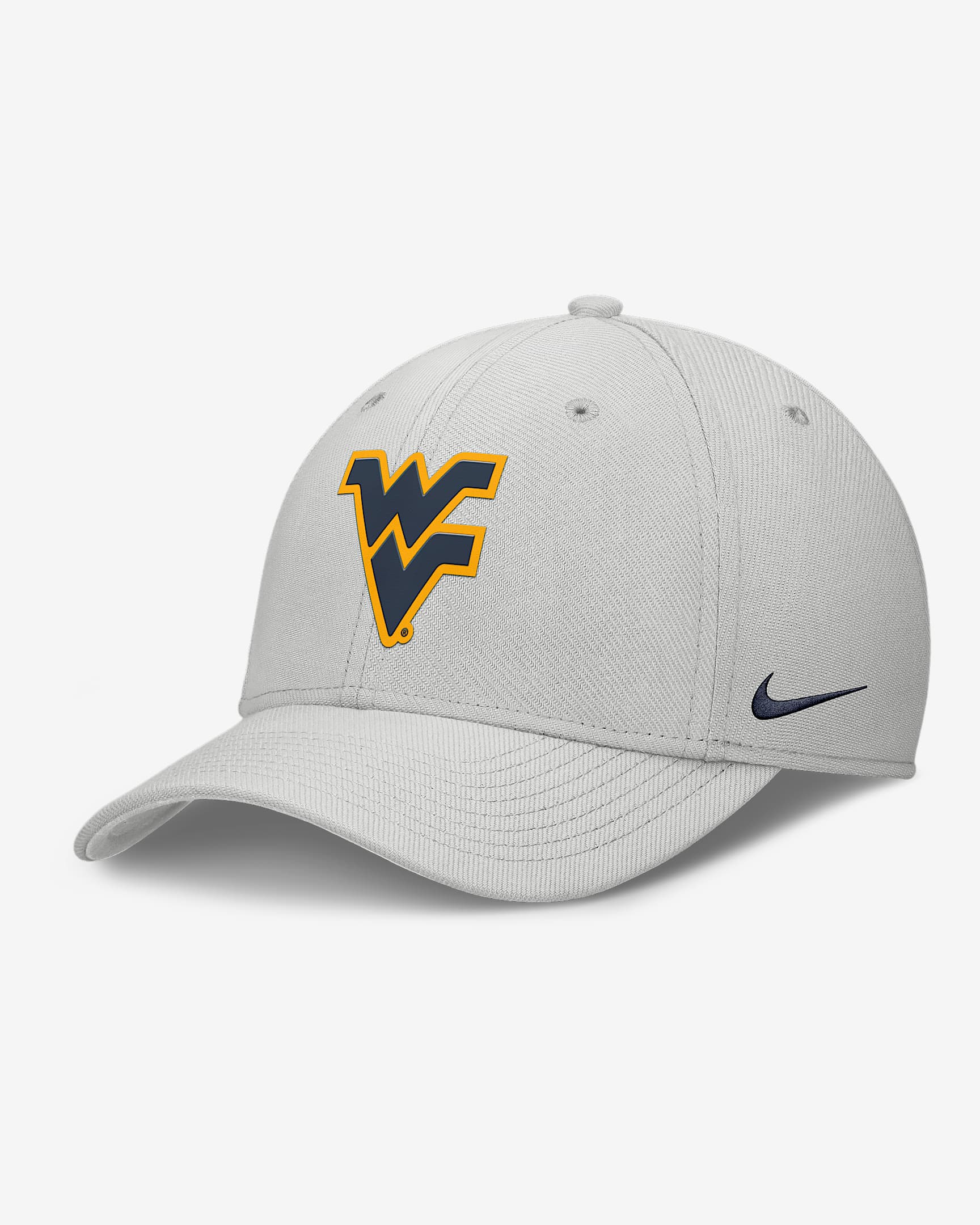 West Virginia Rise Practice Swoosh Men's Nike Dri-FIT College Hat - Grey