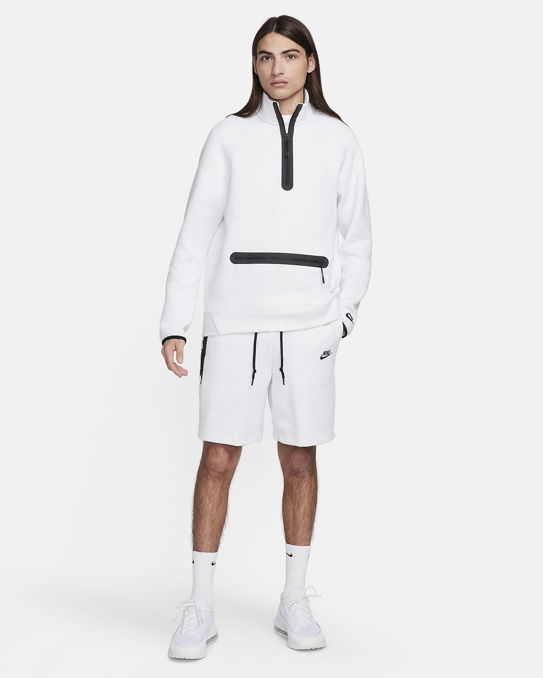 Nike Sportswear Tech Fleece-shorts til herre - Birch Heather/Svart