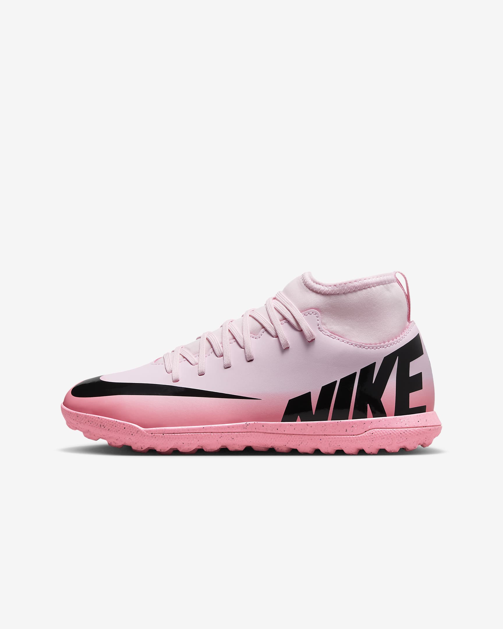 Nike Jr. Mercurial Superfly 9 Club Younger/Older Kids' TF High-Top Football Shoes - Pink Foam/Black