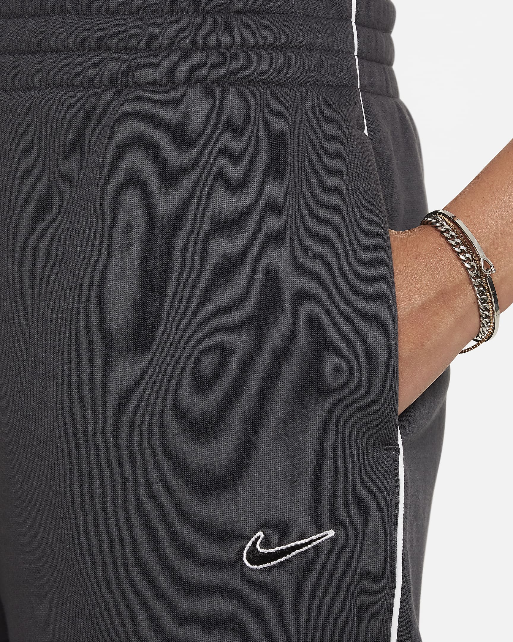 Pantalon oversize en tissu Fleece Nike Sportswear pour ado (fille) - Anthracite/Blanc