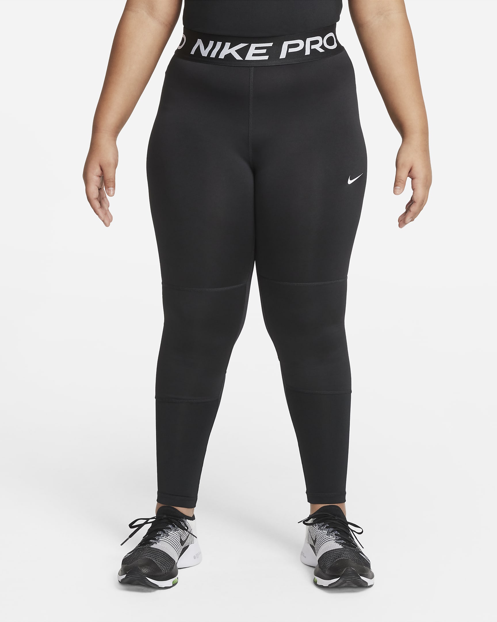 Legginsy dla dużych dzieci (dziewcząt) Nike Pro Dri-FIT (szerszy rozmiar) - Czerń/Biel