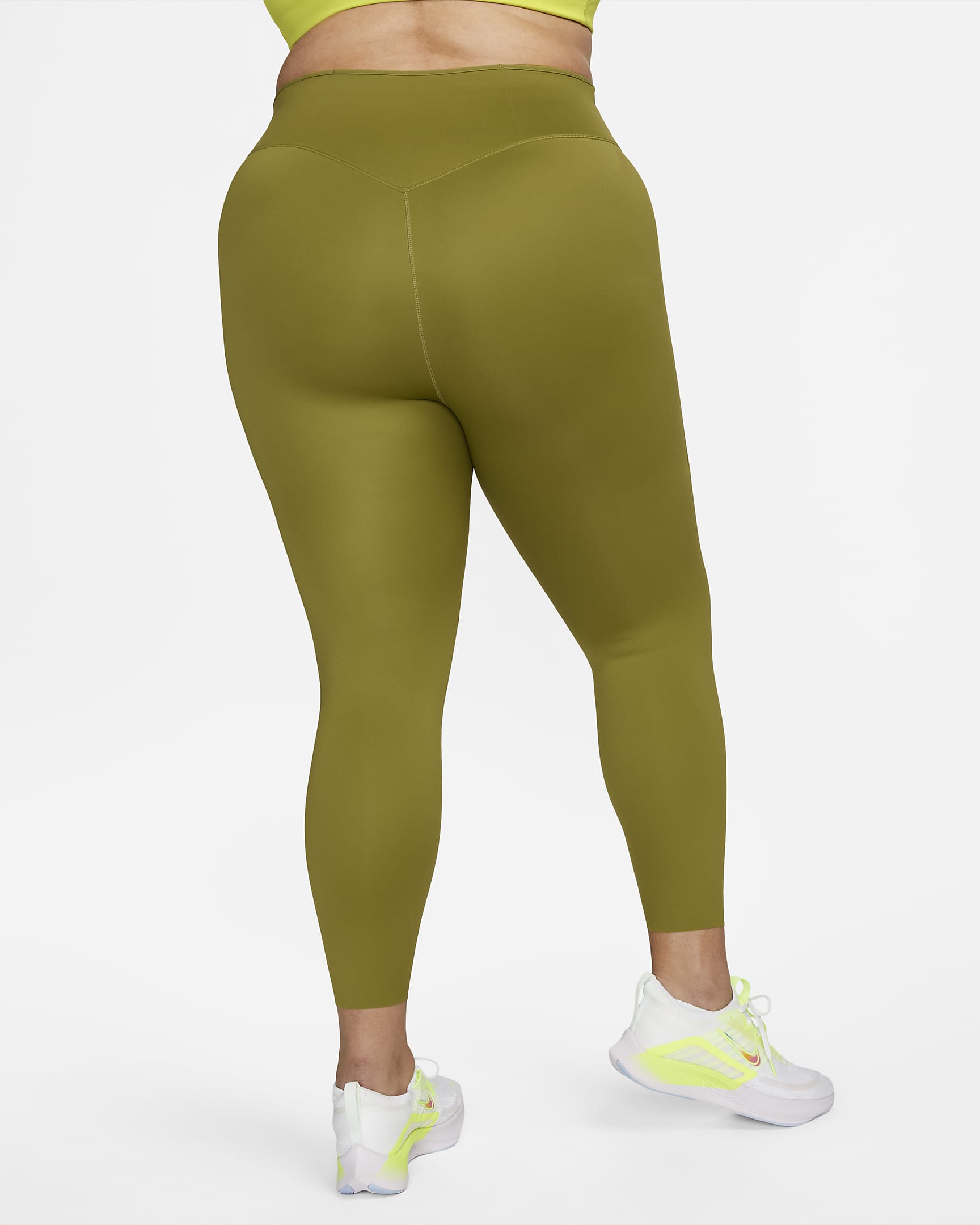 Nike Go Women's Firm-Support High-Waisted 7/8 Leggings with Pockets (Plus Size) - Moss/Black