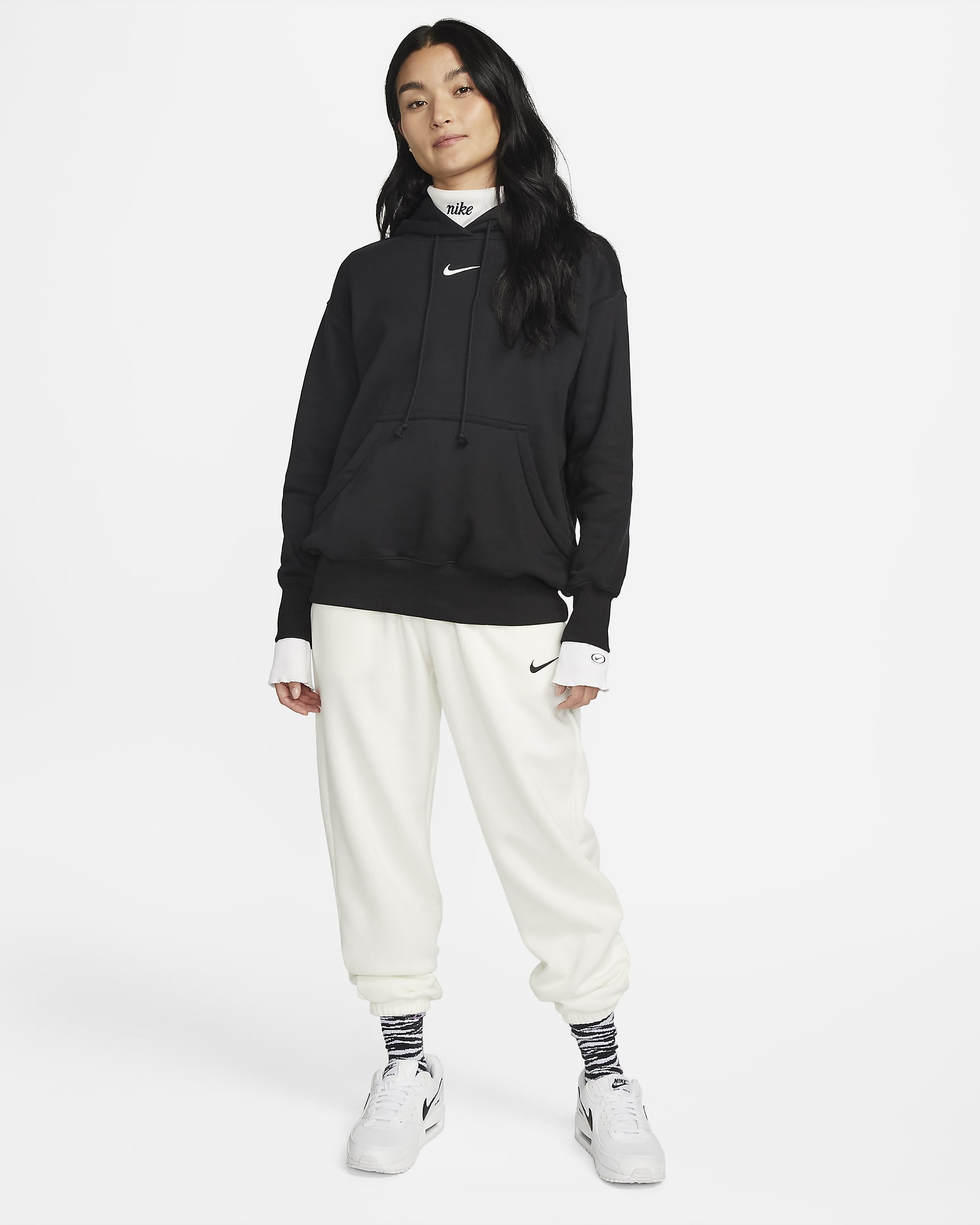 Nike Sportswear Phoenix Fleece Women's Oversized Pullover Hoodie - Black/Sail