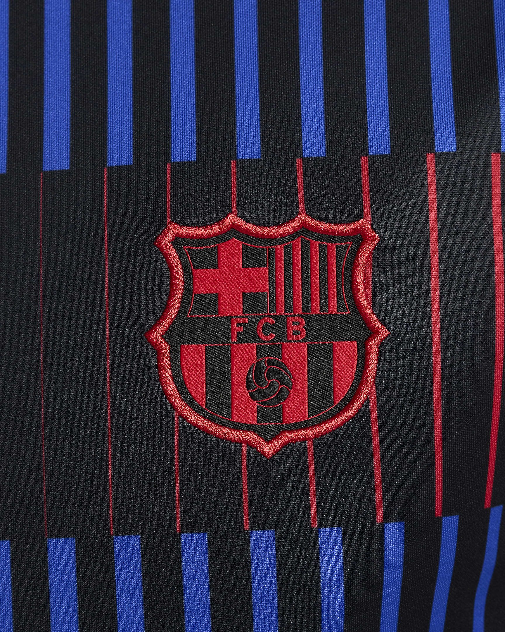 F.C. Barcelona Academy Pro Away Men's Nike Dri-FIT Football Pre-Match Short-Sleeve Top - Black/Black/University Red